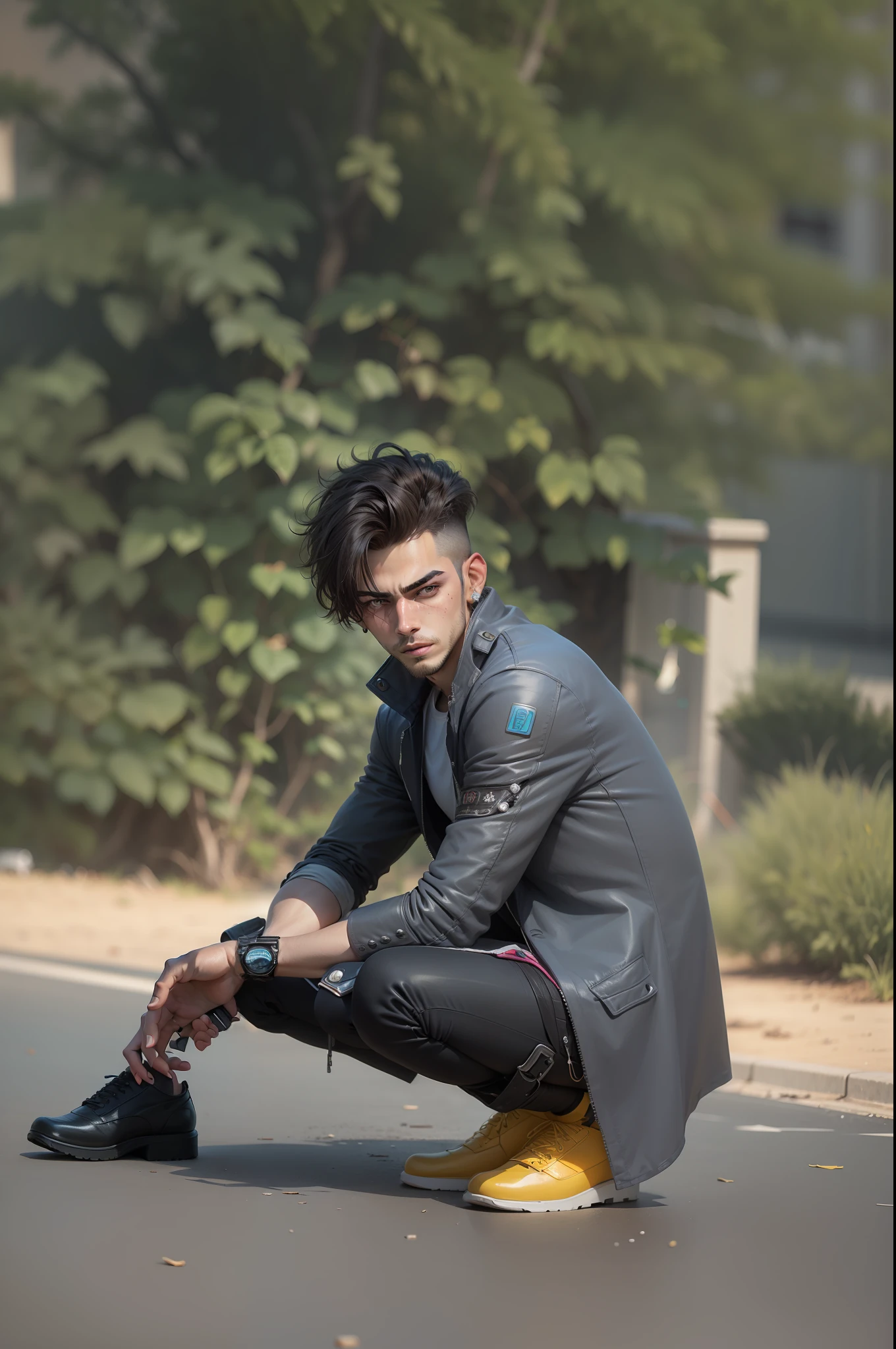 Car Background change cyberpunk handsome boy ultra realistic face
