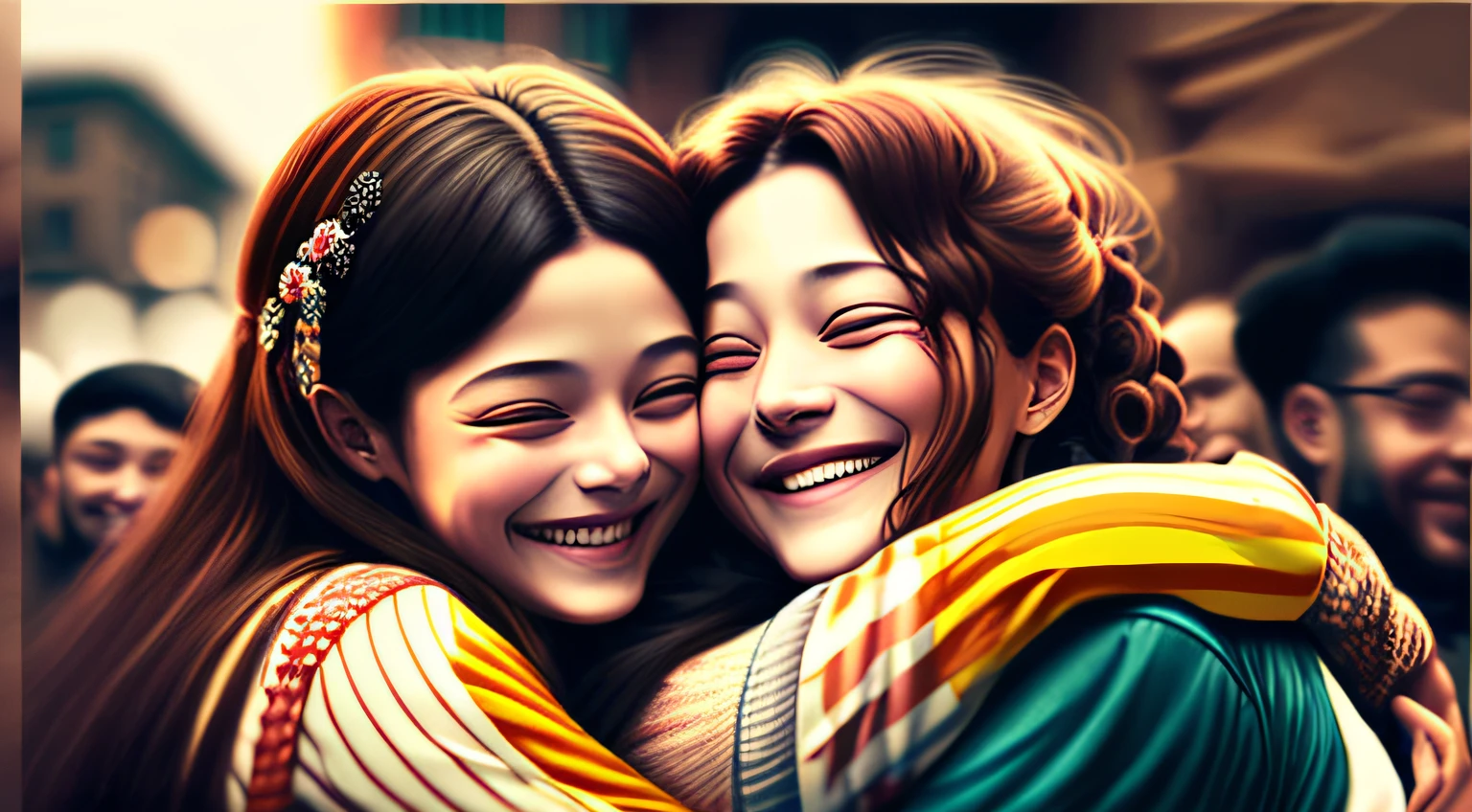 people smiling and hugging each other --auto