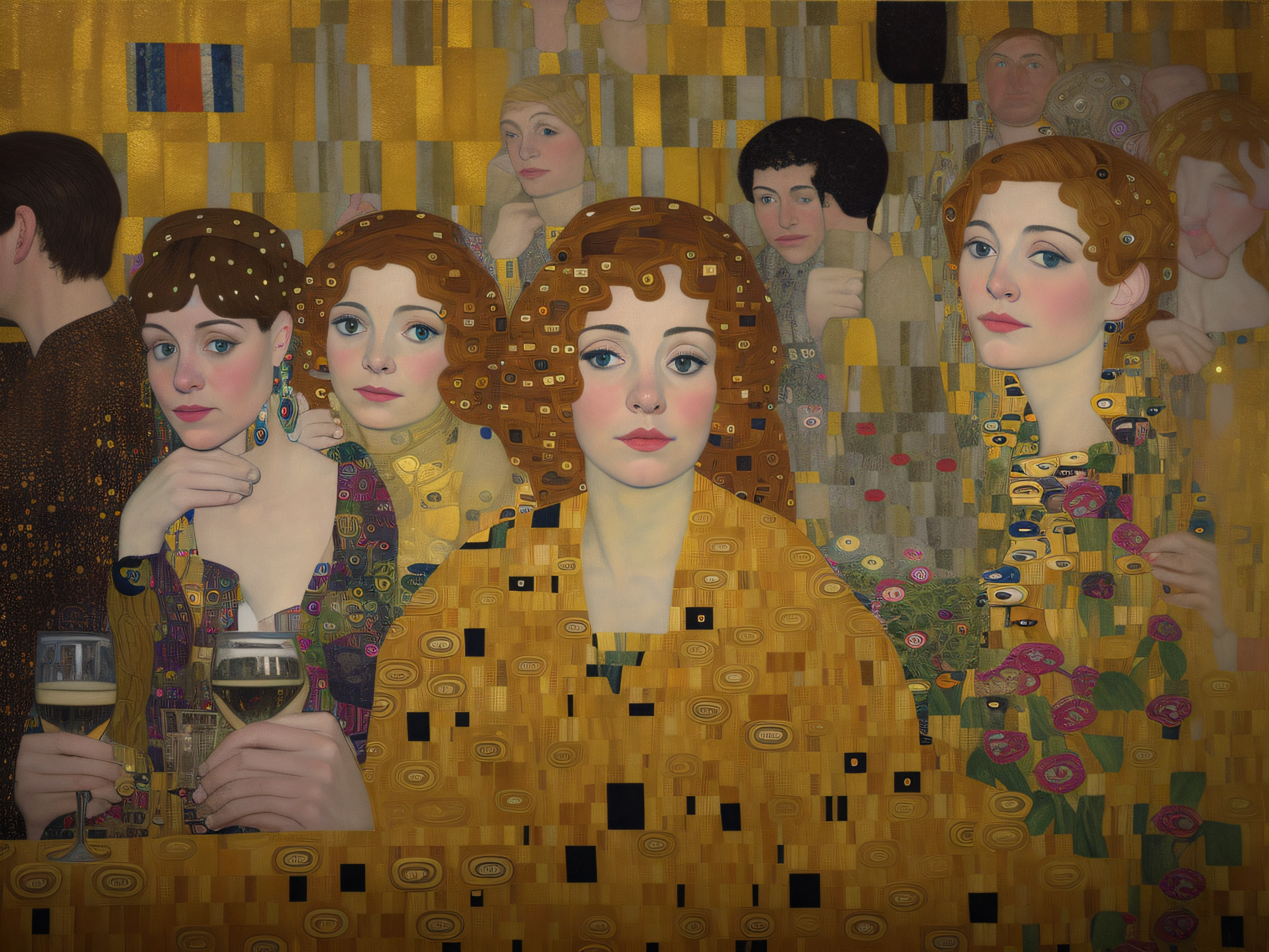 in the pub, Gustav Klimt style