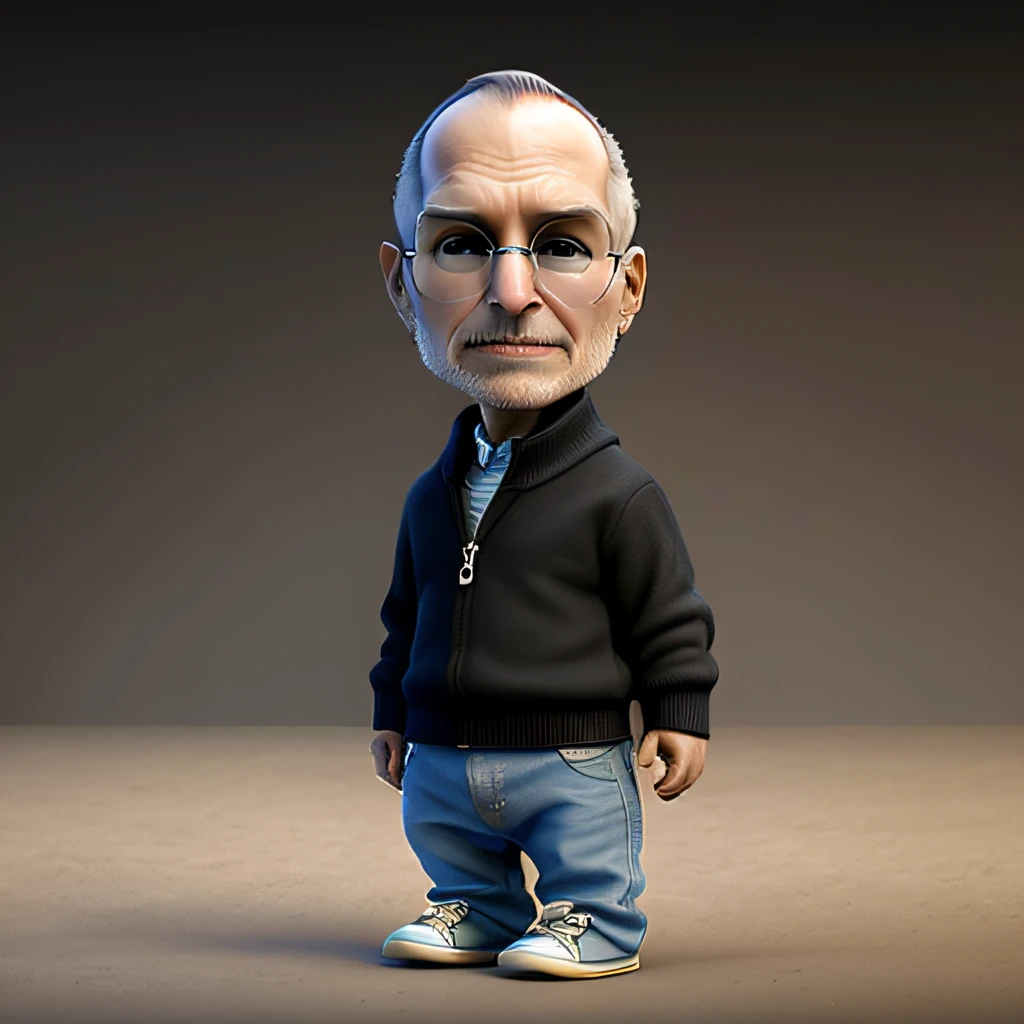 Apple founder Steve.Jobs ,charachter， cuddly， Jr， meili， devian art， Trend Art Station， Digital art of， detailded， cuddly， realistice， humanoide， role， Small， Cinematic Sho，Cinematic Lights, Apple founder Steve.Jobs