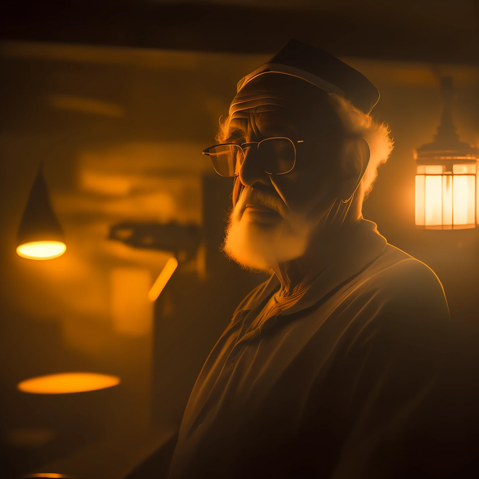(Foto RAW, 4k, obra-prima, alta res, extremamente intrincado) (fotorrealista: 1.4), cinematographic lighting, foco solo, quente, anos 1990 \ (estilo \) homem velho --auto