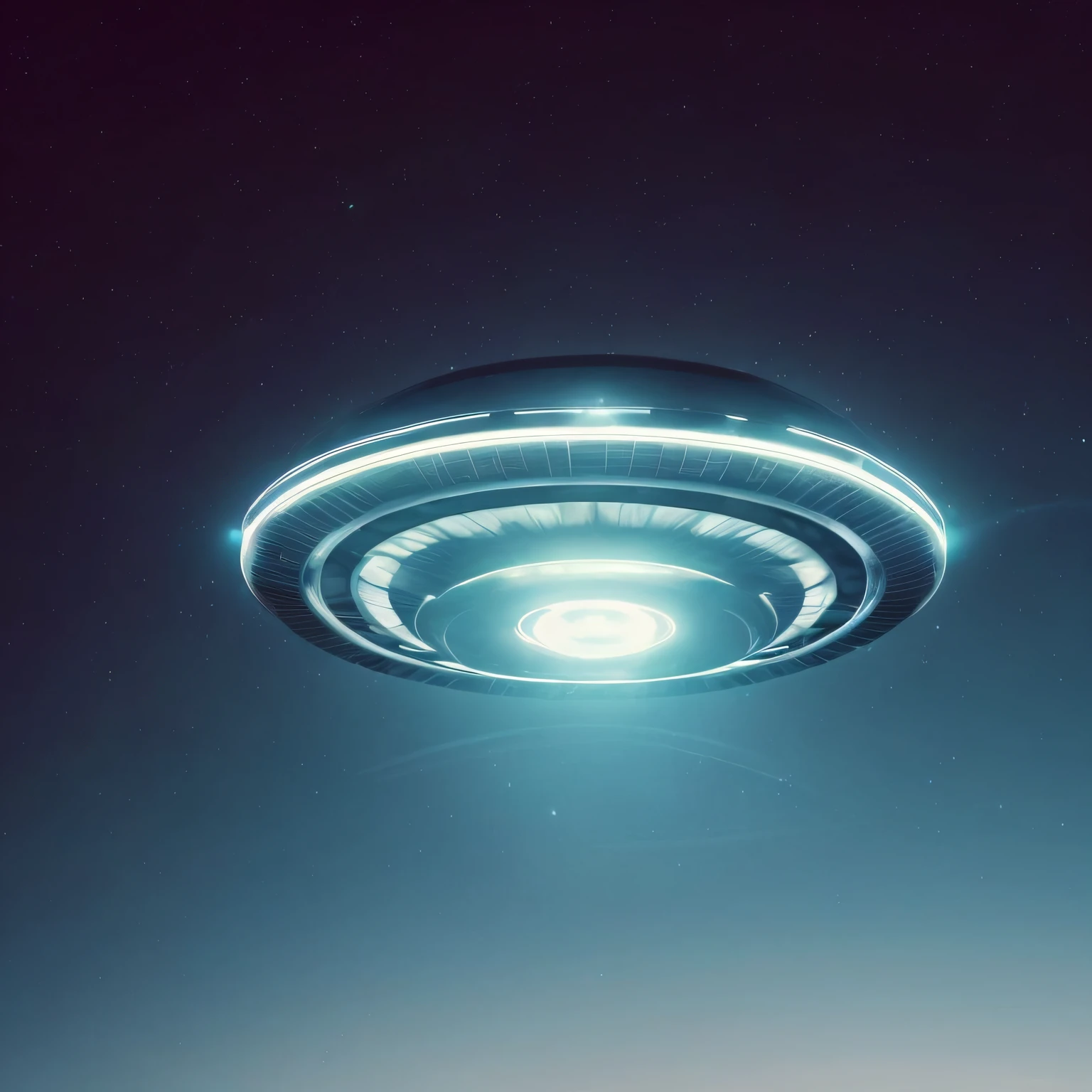 "An extremely detailed CG unity wallpaper,Show off a stunning UFO suspended in the night sky,Surrounded by the twinkling of stars and the vastness of the universe。"