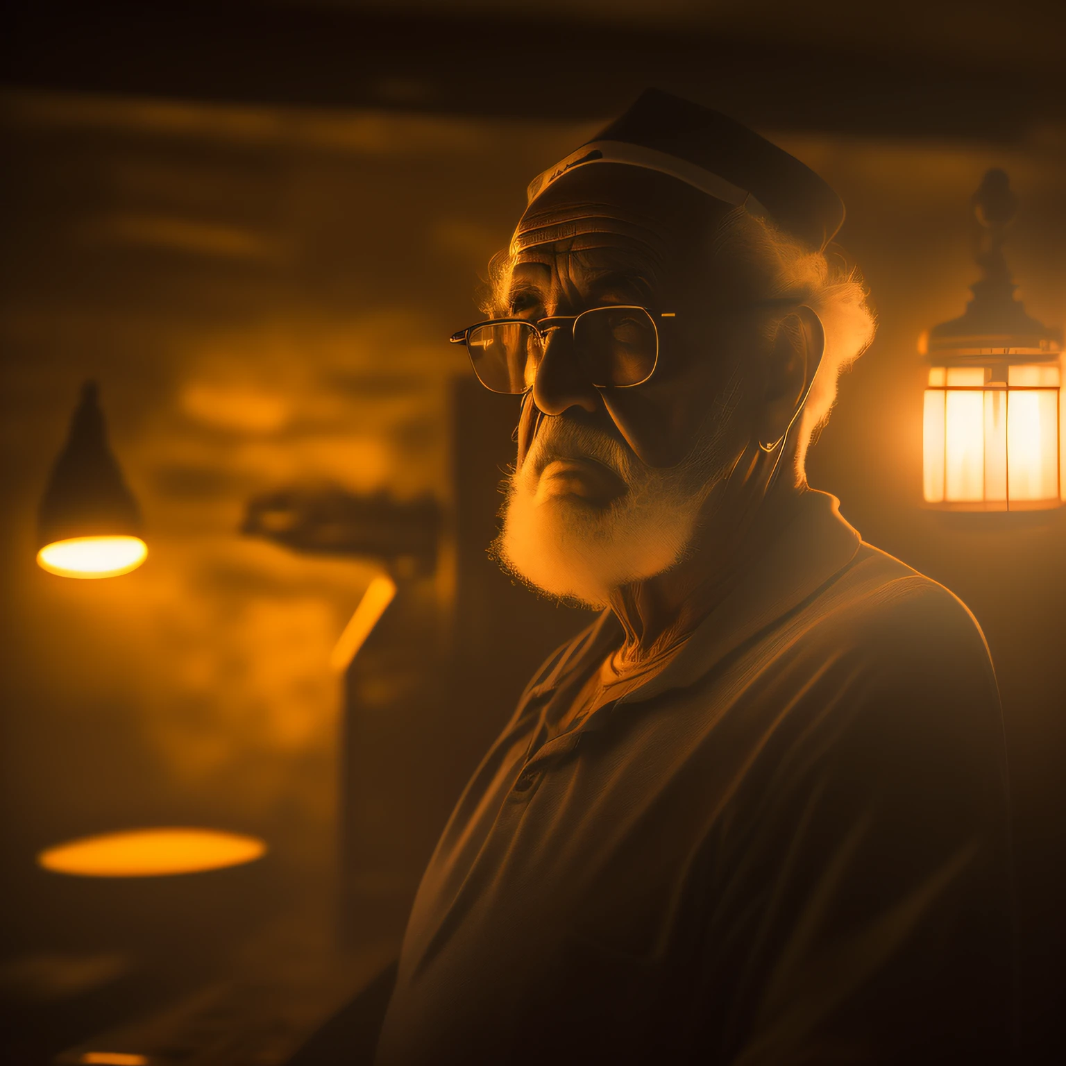 (Foto RAW, 4k, obra-prima, alta res, extremamente intrincado) (fotorrealista: 1.4), cinematographic lighting, foco solo, quente, anos 1990 \ (estilo \) homem velho --auto
