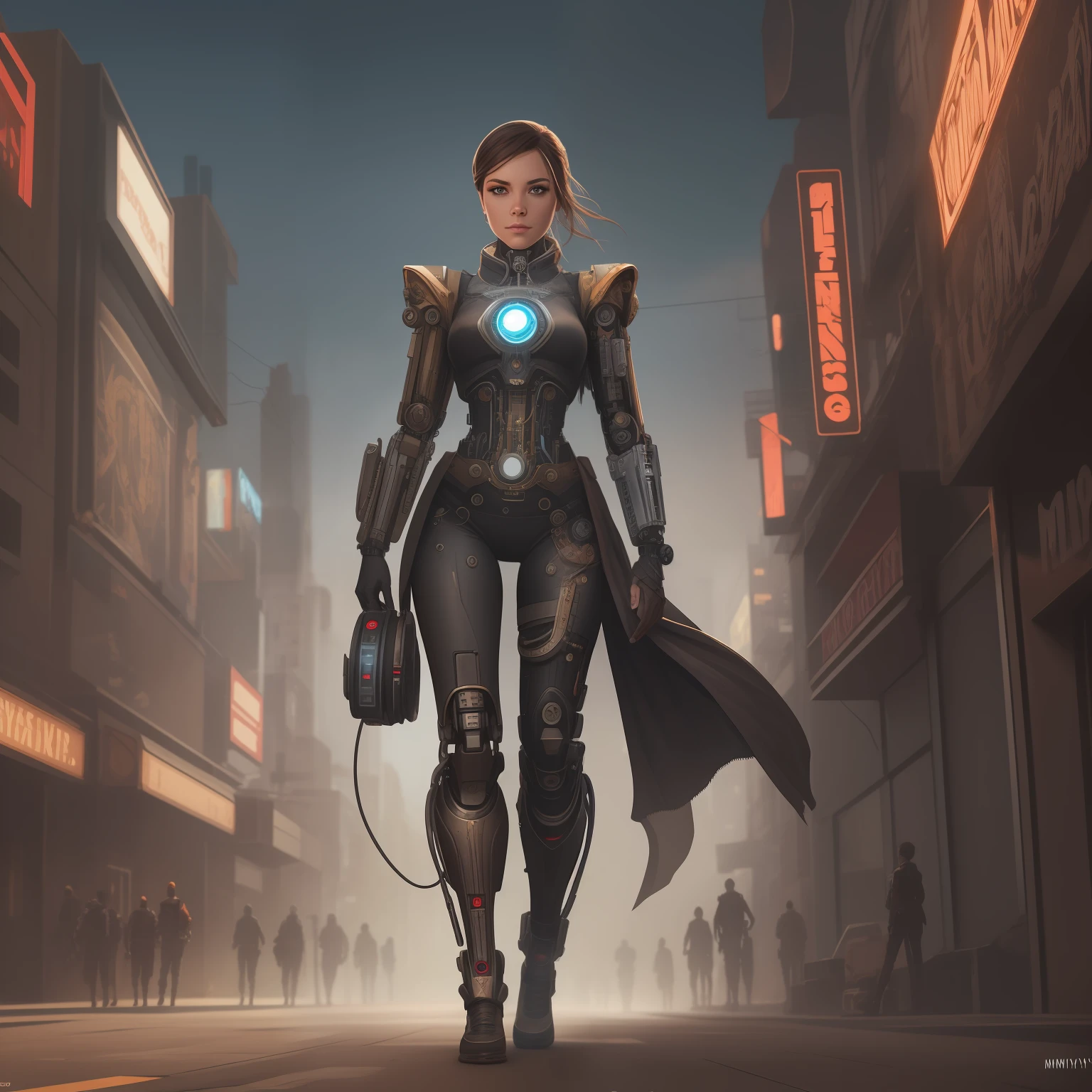 full body cyborg| full-length portrait| detailed face| symmetric| steampunk| cyberpunk| cyborg| intricate detailed| to scale| hyperrealistic| cinematic lighting| digital art| concept art| mdjrny-v4 style