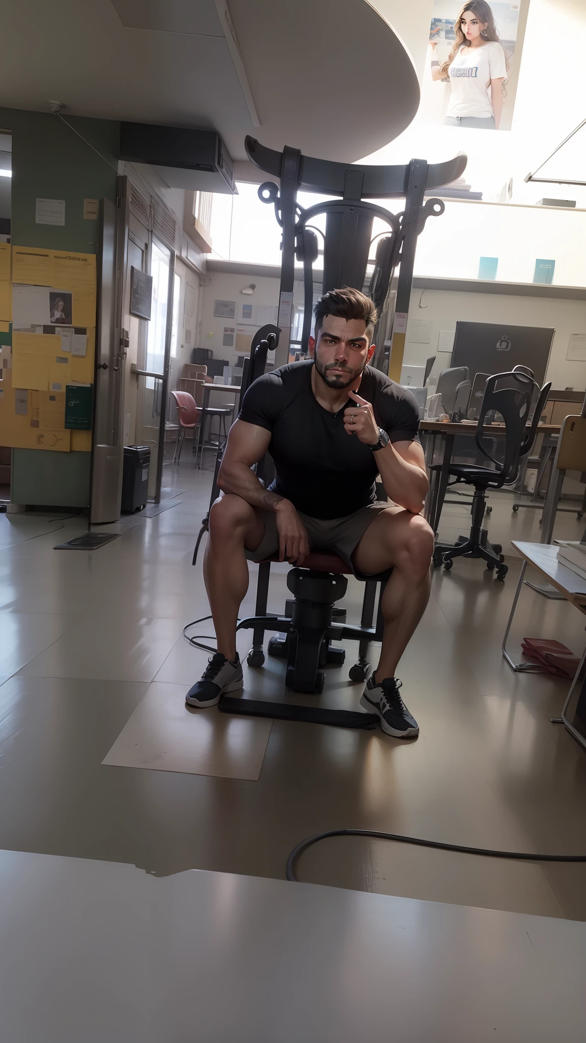 Retrato na academia, em frente ao espelho, qualidade perfeita, better resolution,ultra realista, foto realista, 1 homem forte,