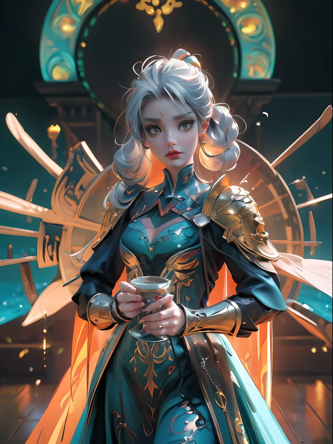 close-up of Britney Spears in a silver and blue dress, chengwei pan on artstation, by Yang J, detailed fantasy art, stunning character art, fanart best artstation, epic and exquisite character art, beautiful armor, extremely detailed art, detailed digital anime art, artgerm on artstation pixiv, girl in armor