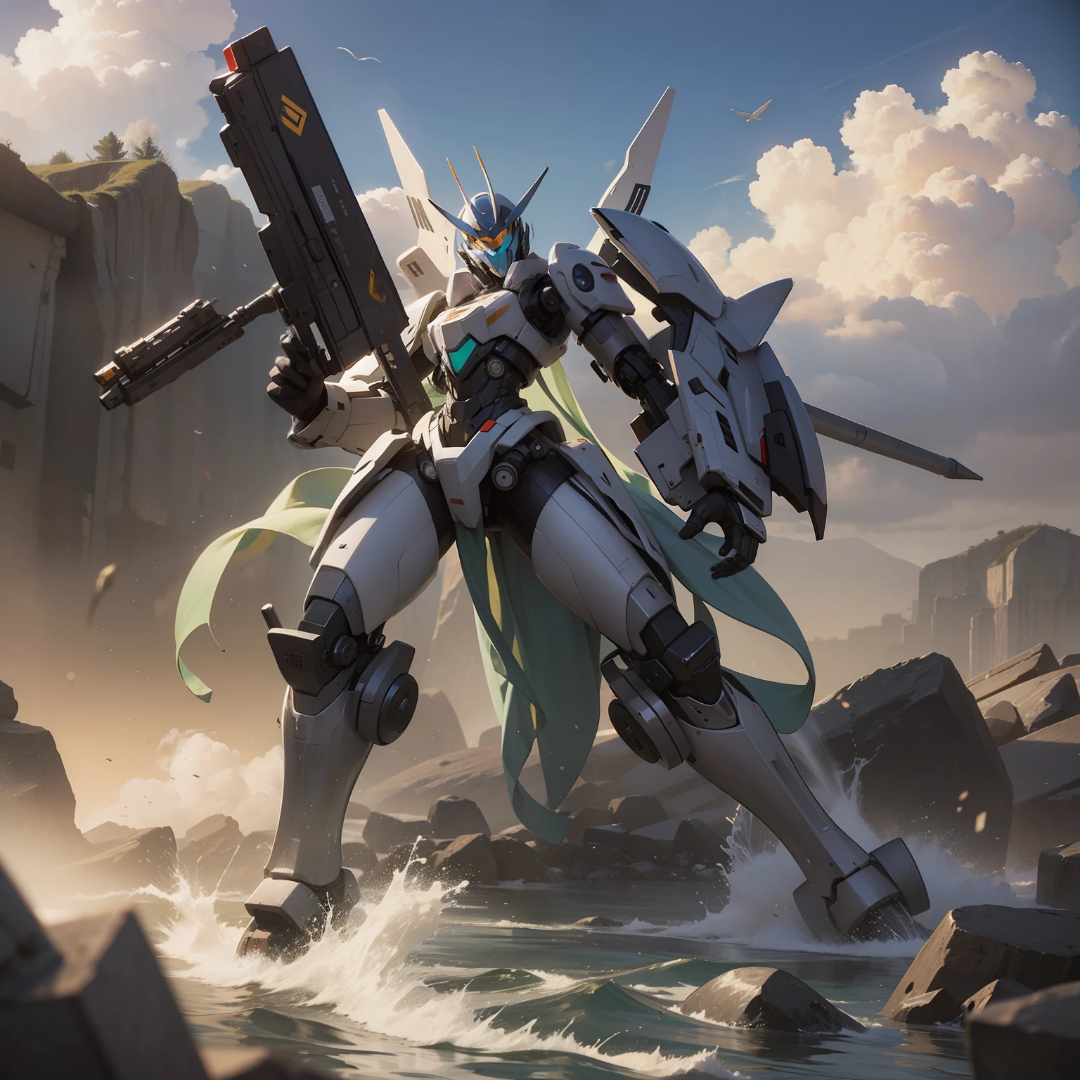 pilot of a mech bathing