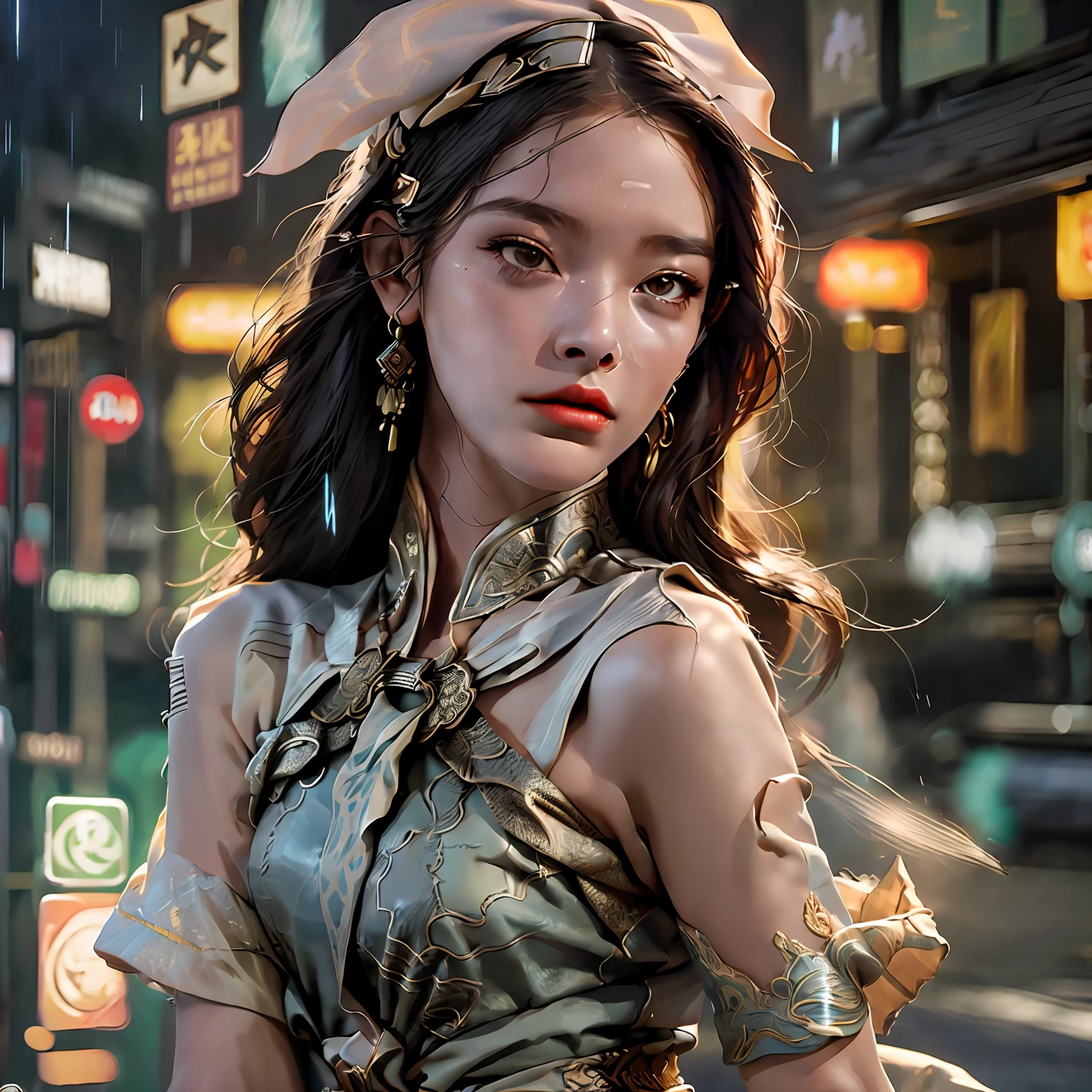 RAW, A Masterpiece, super fine photography,, maximum quality, ultra-high-res, photo-realistic, daylight, Full body portrait, stunningly beautiful,, Dynamic poses, Delicate face, vibrant eyes, (sideview), Two Girls, Red and gold color scheme, Highly detailed abandoned warehouse background, detailed faces, Detailed and complex busy background, Messy and gorgeous, milky white, High detail skin, Realistic skin details、Visible pores、sharpening Focus、volumetric fog、8K UHD、dslr camera、high-quality、Film Grain、Fair skin、photo realism、Lomography、A sprawling metropolis in a futuristic dystopia、view from below、translucent --auto