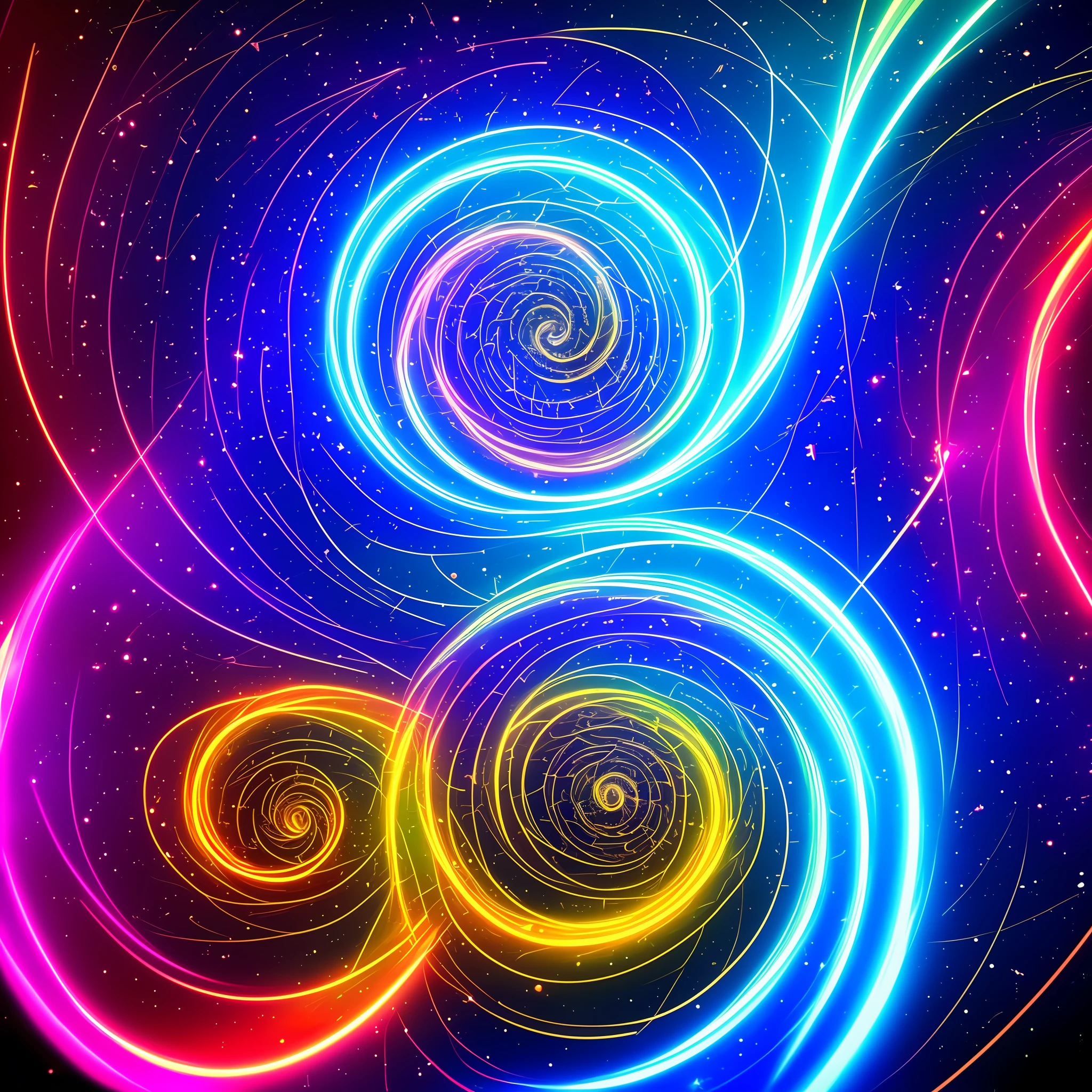 round logo of a cosmic spiral with a cyberpunk style background