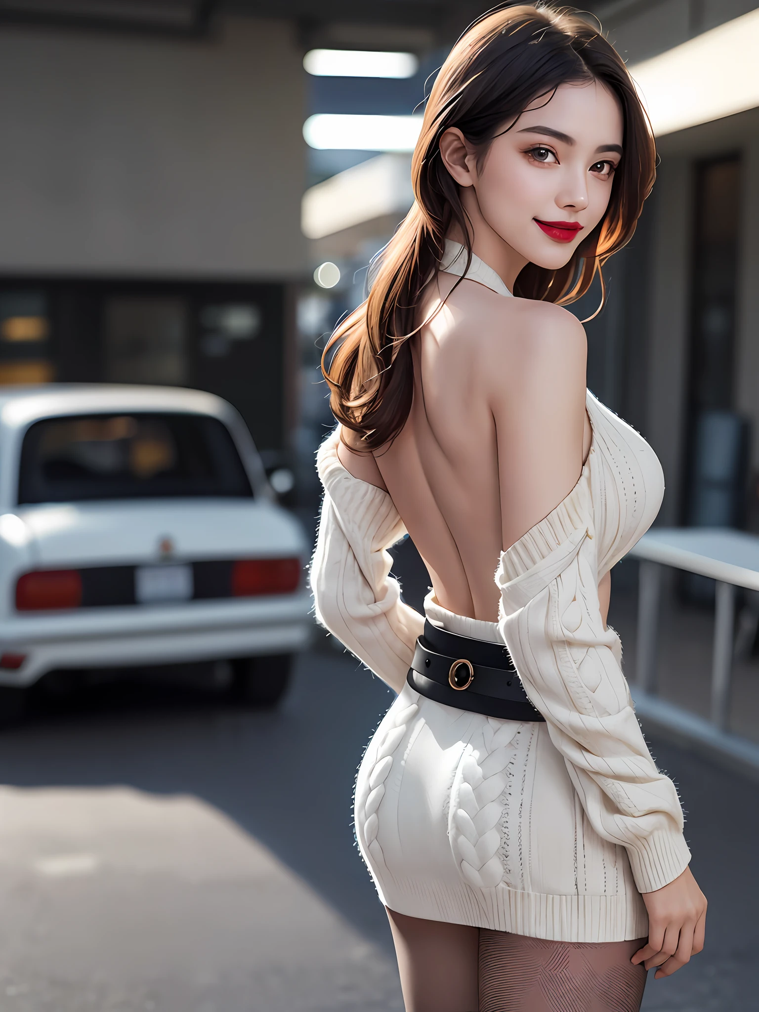 A close up of a woman in a white dress posing for a picture - SeaArt AI
