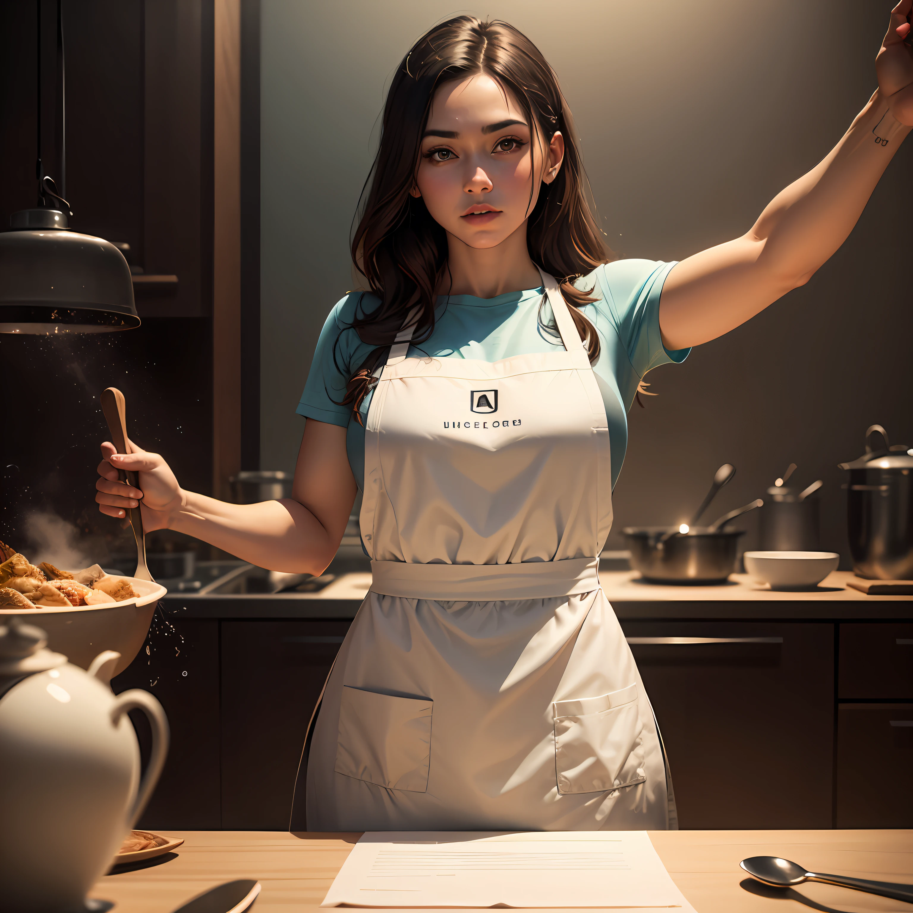 an apron mockup with incredible details, impeccable quality, Textura realista, Perfect lighting, dynamicangle, cena envolvente, elementos surpreendentes, uma verdadeira obra de arte em design de avental" --auto