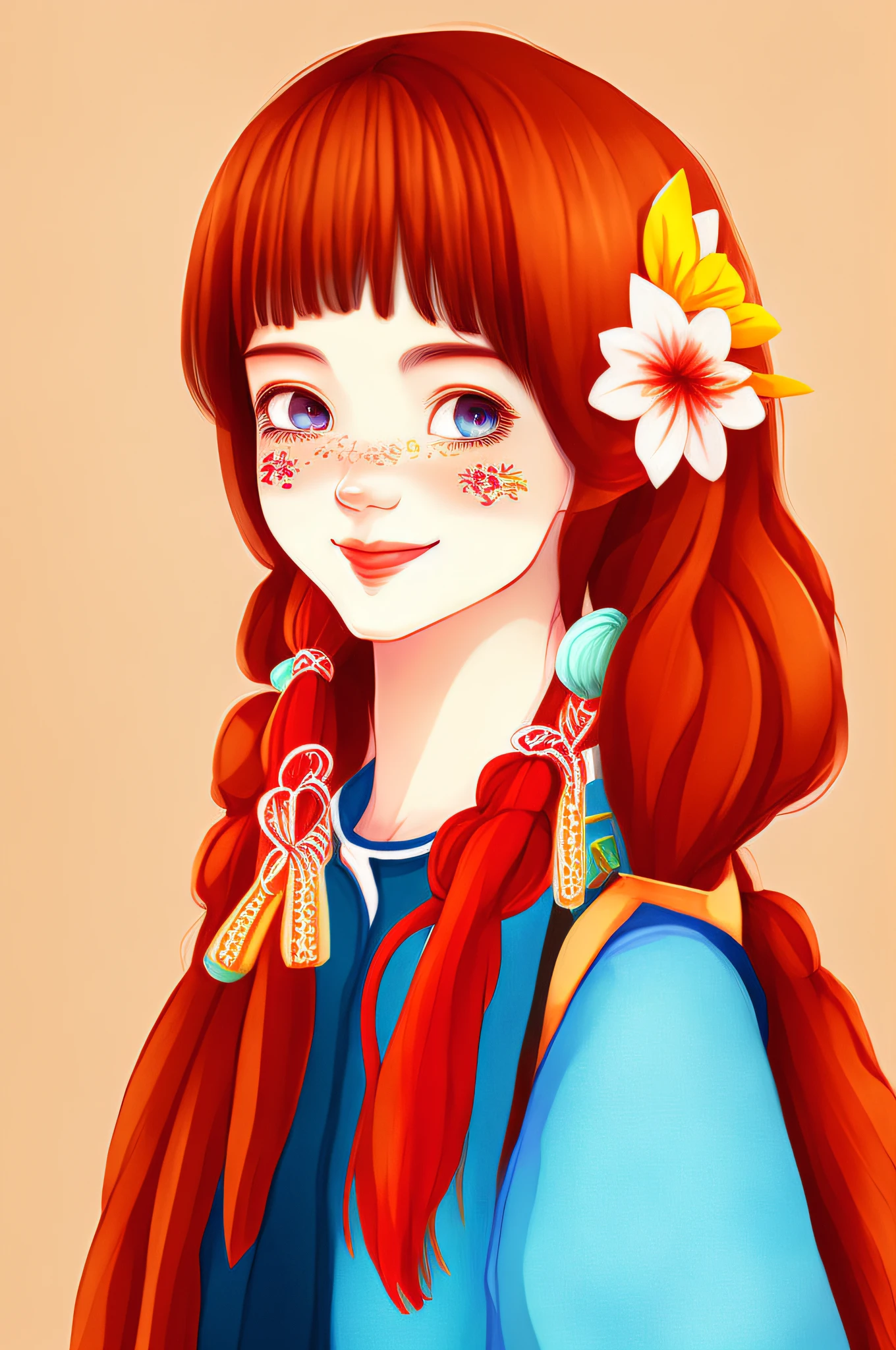 yxycolor,tsurime,smug,grin best quality, masterpiece, extremely detailed, 1girl, flower, solo, smile, twintail, long hair, ribbon, bag, hat,