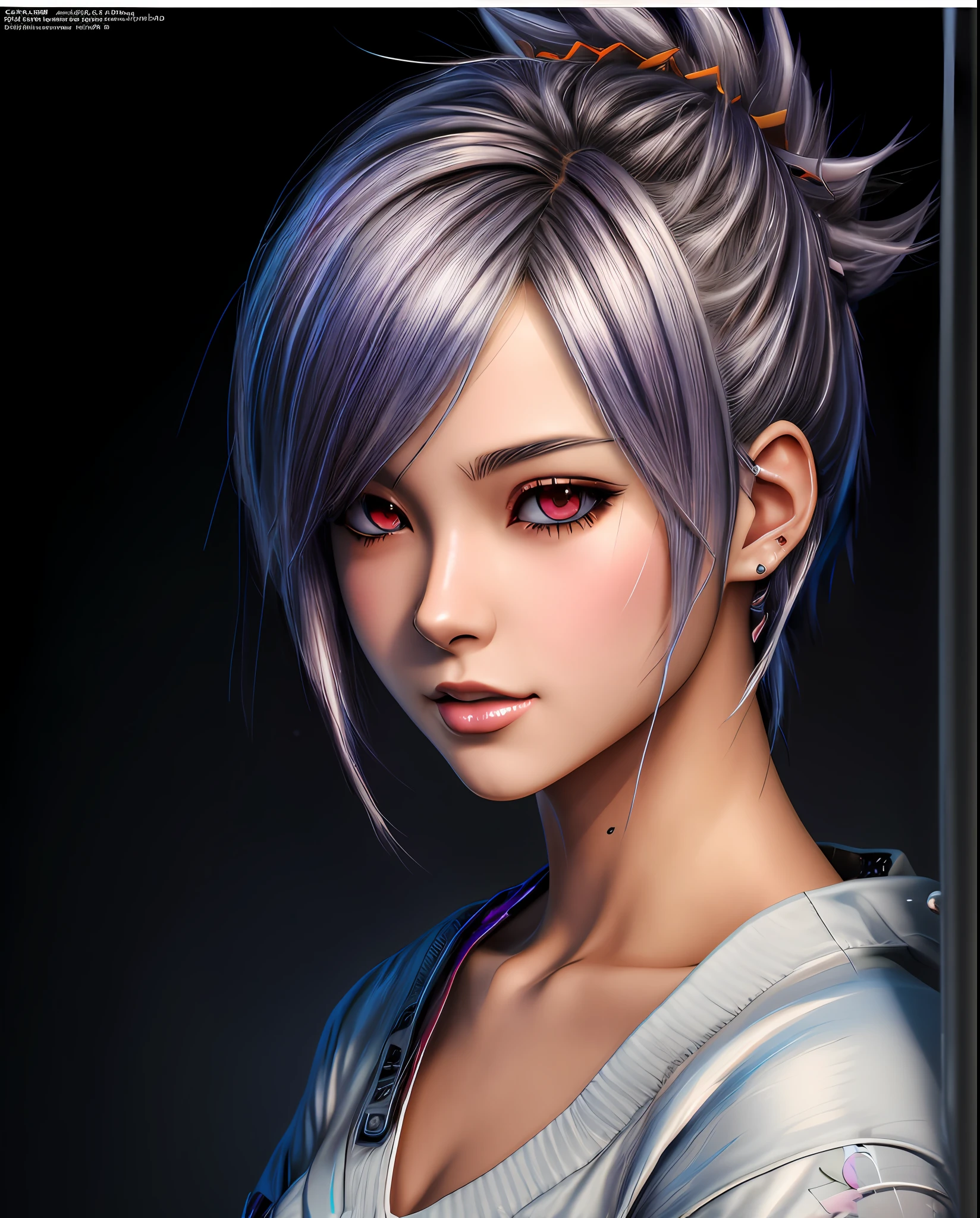 Garota anime com cabelo roxo e piercings posando para uma foto, photorealistic anime girl render, retrato impressionante do rosto do anime, arte cg anime suave, arte de anime digital detalhada, 3 d anime realista, arte de anime realista, Estilo anime 3D realista, anime estilo 3d, arte digital estilo anime, arte de anime digital, Artgerm extremamente detalhado, estilo anime 4K