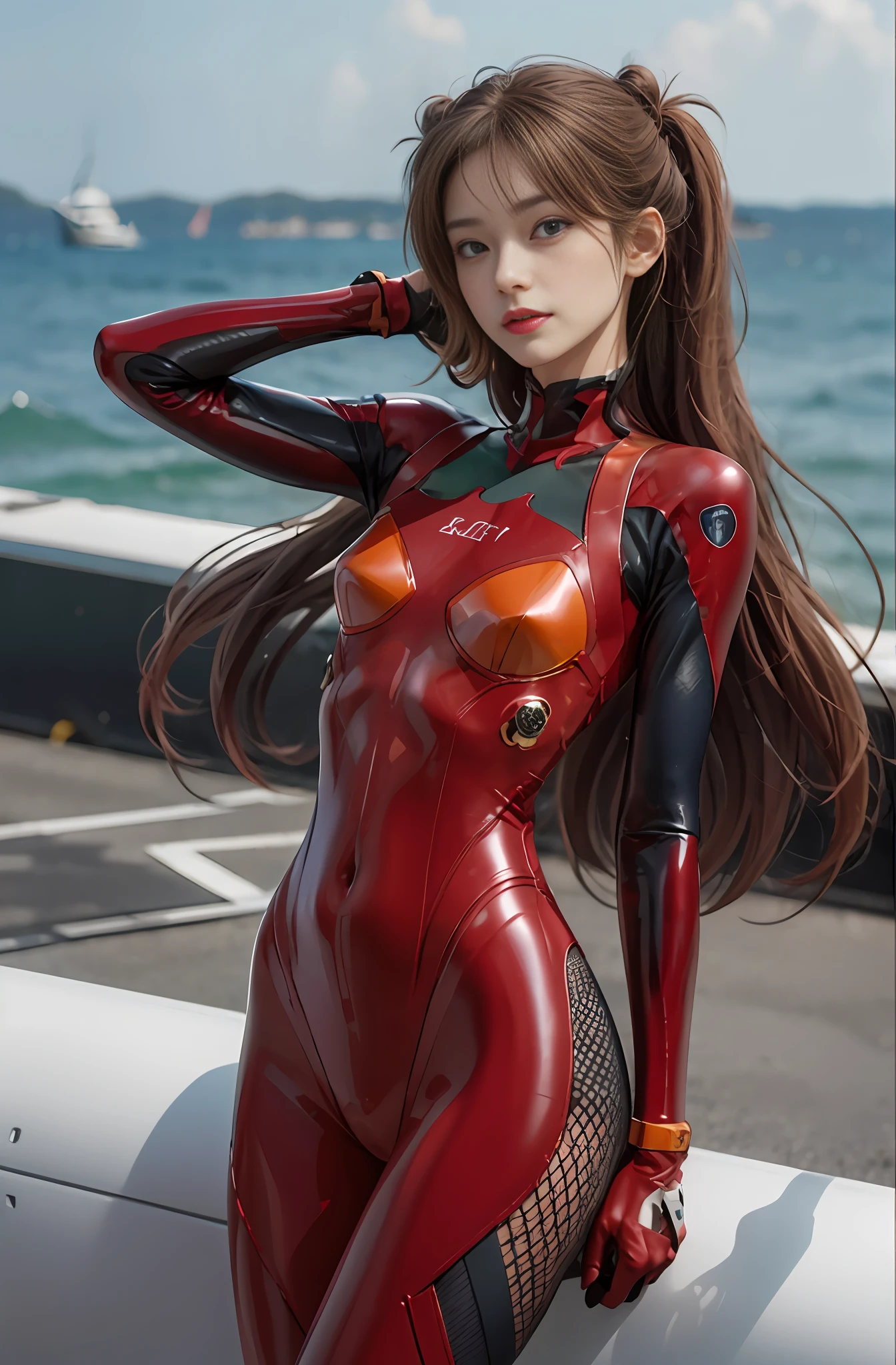 (((all over the body:1.1))))), ((Authentic)))),photot,bestbestquality,1 femme,(Start below),((cameltoe)(upright)),leggy,Perfect anatomy,Super detailed face,Detailed lips,Detailed eyes,Double eyelid, (((beatiful face,beatyful eyes,blueeyes)(seethru)))(Crimson tights,Dark red latex set,Crimson enamel set))),(gloss),Delicate clothing wrinkles,twintail,Slim waist,Top quality, (Sulyuska Lange, Stopper set 02),fishnet stockings,(Navy aircraft carrier background,ocean background,Strong sunlight),sunbeam,(Face and eye details:1.1),opinionated,blushing face,((Shying)),Very delicate and beautiful girl,standing a,Open the legs,(to 8 contrasting styles),Perfect figure,Perfect