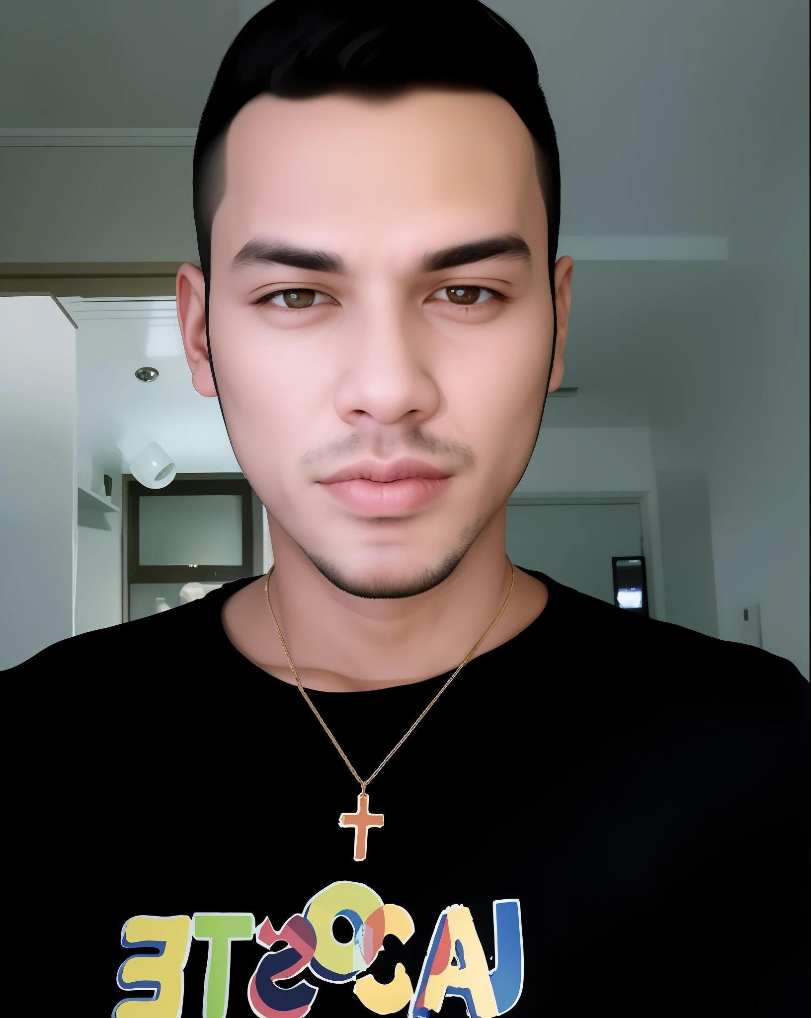 there is a man with a cross on his neck and a black shirt, caio santos, em torno de 1 9 anos, imagem frontal, mateus 9 5, 18 anos, 2 7 anos, 2 3 anos, andres rios, 2 2 anos, 21 anos, taken in the early 2020s, david rios ferreira