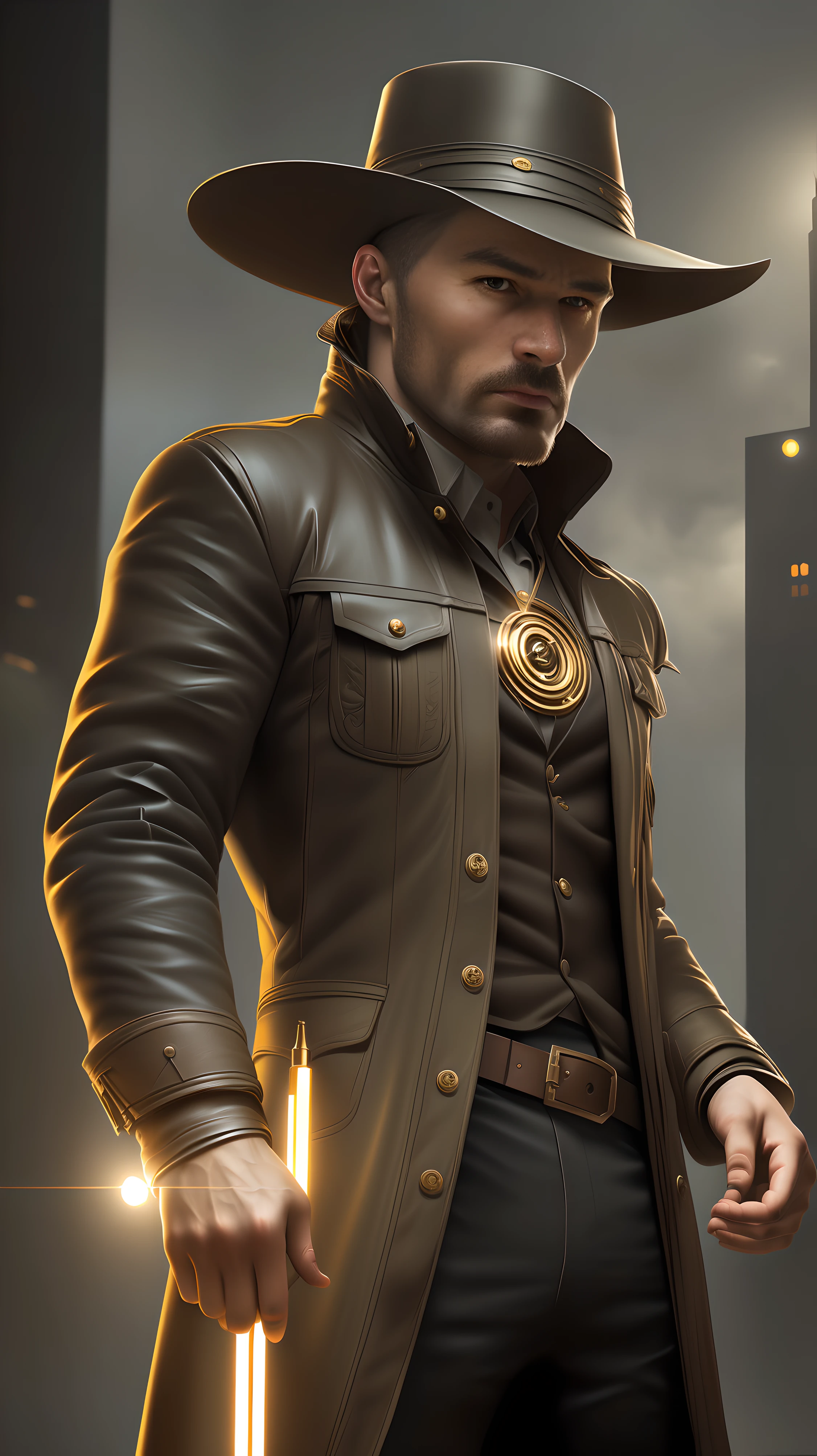 the gunslinger, hyper realistic, octane render, cinematic, golden ratio, curved lines, the dark tower, dramatic lighting shadows, detailed illustration, 8k, intricate details, oil painting