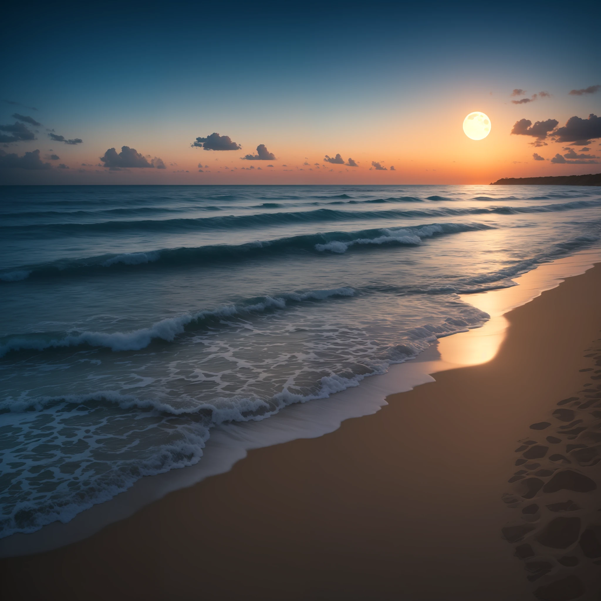 Night, moon, sea, beach, ultra detailed, ultra realistic, Adobe lightroom, dark Photo, moonlight --auto