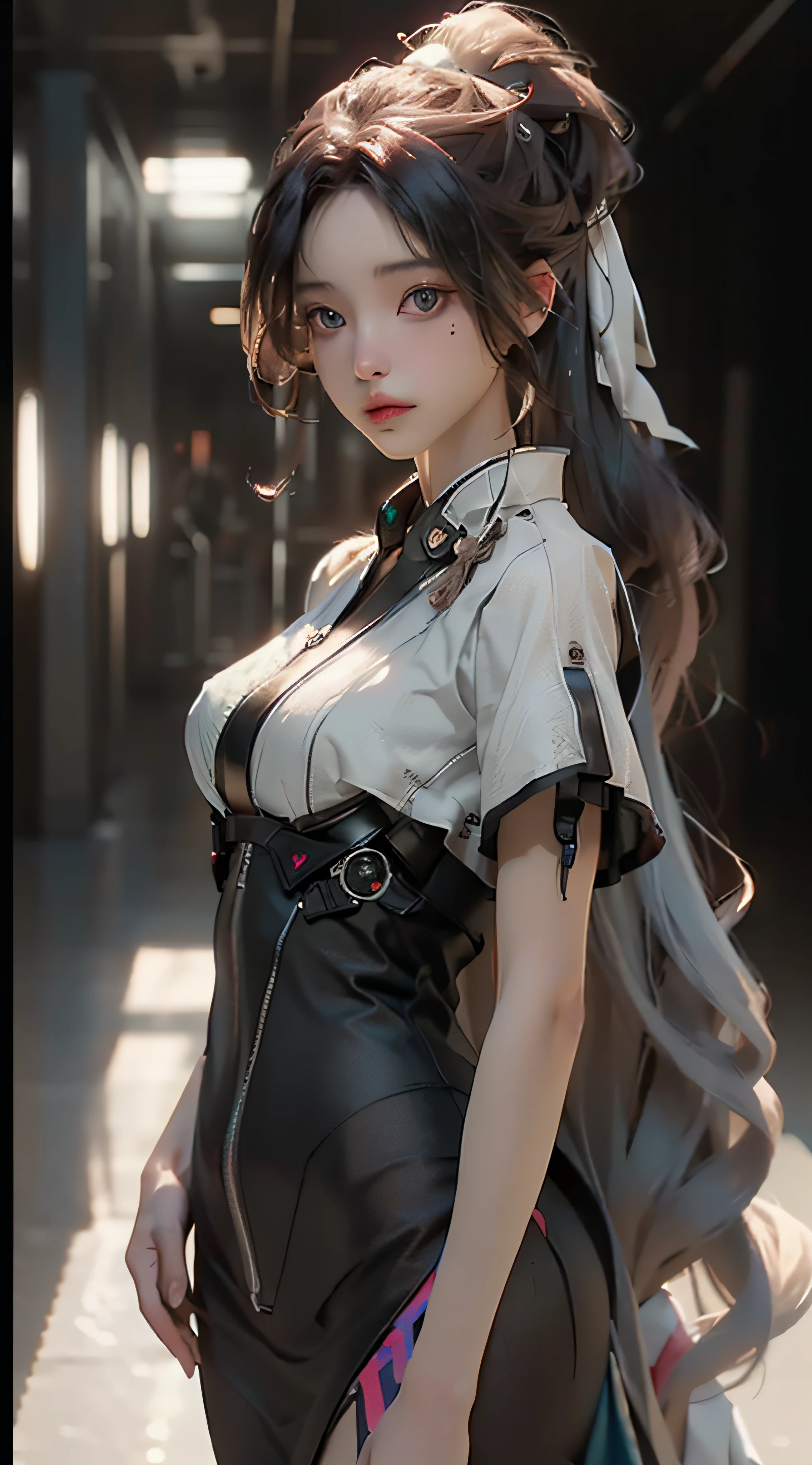 ((Best quality)), ((masterpiece)), (detailed:1.4), 3D, an image of a beautiful cyberpunk female,HDR (High Dynamic Range),Ray Tracing,NVIDIA RTX,Super-Resolution,Unreal 5,Subsurface scattering,PBR Texturing,Post-processing,Anisotropic Filtering,Depth-of-field,Maximum clarity and sharpness,Multi-layered textures,Albedo and Specular maps,Surface shading,Accurate simulation of light-material interaction,Perfect proportions,Octane Render,Two-tone lighting,Wide aperture,Low ISO,White balance,Rule of thirds,8K RAW,