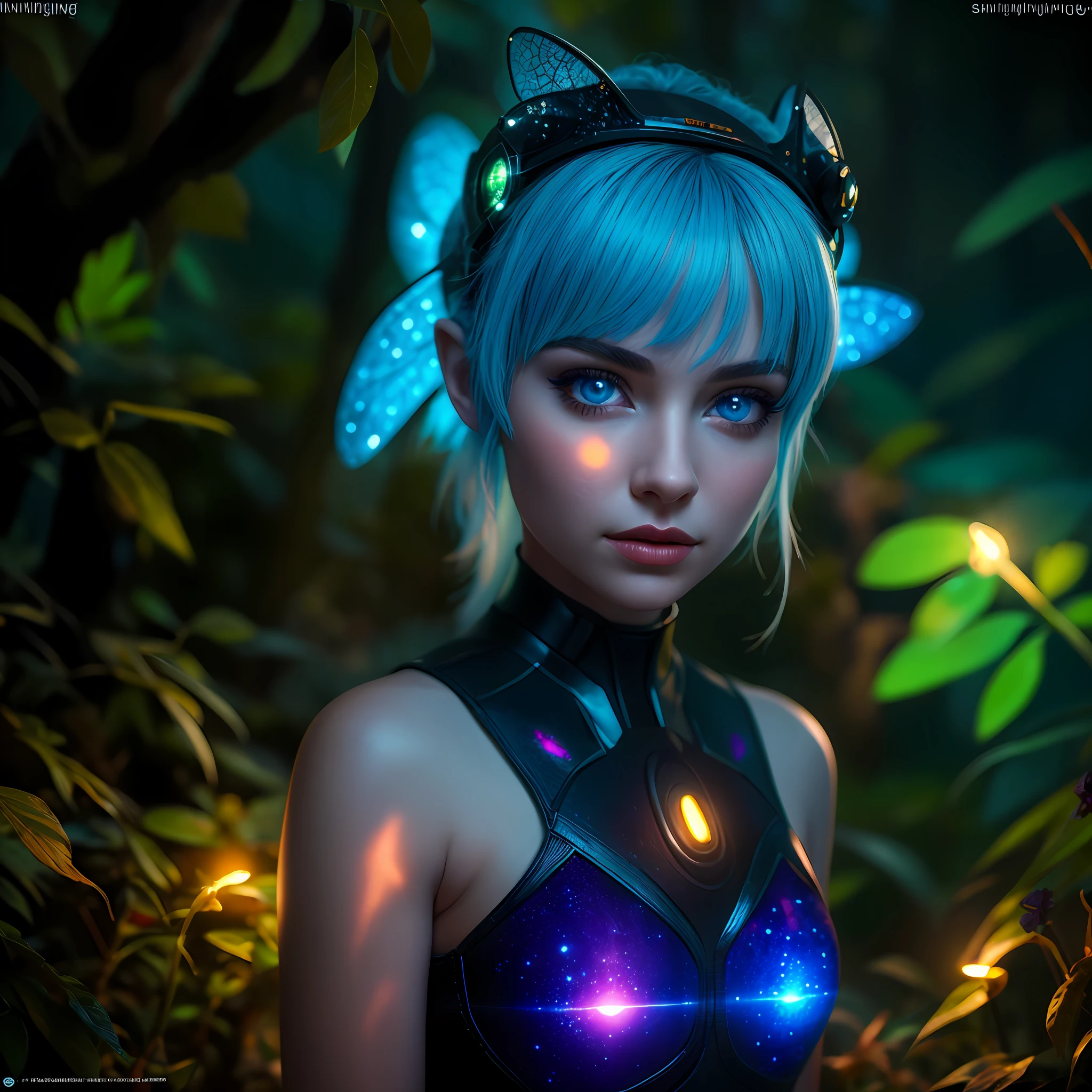 (highly detailed:1.2),(best quality:1.2),(8k:1.2),sharp focus,(subsurface scattering:1.1),award-winning photograph, adorable  woman fairy in a glowing bioluminescent forest (very detailed background:1.2),(sci-fi:1.0), (knollingcase:1.0),(dreamlikeart:1.1), dramatic lighting,