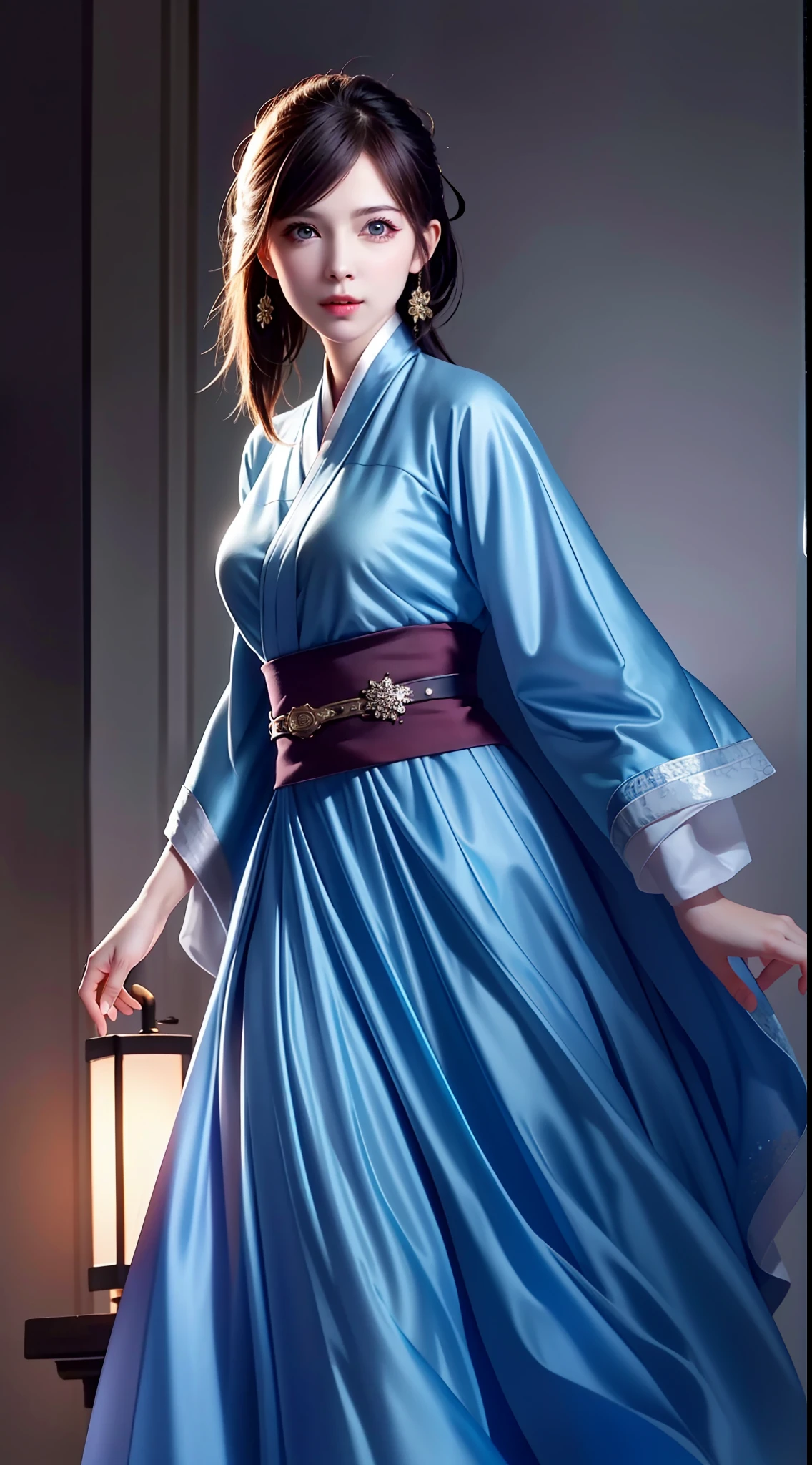 Hanfu, National Style 3.2, Full Body, Walking Posture, Slow Motion, Men Wear Full Body Multi-layered (Heavy Robe: 1.2), (Blue Ice Flower Long Dress: 1.2), Gloves, (Very Detailed, Bloom: 1.5), (Highest Quality, Alessandro Casagrande, Greg Rutkowski, Sally Mann, Concept Art, 4k), (Analog: 1.2), (High Definition), (Detail Pupil: 1.1), (Painting: 1.1), (Digital Painting: 1.1), Detailed Face and Eyes, Masterpiece, Best Quality, (Highly Detailed Photo: 1.1), 8K, Realistic, (Ice Hair Color, Dynamic Hairstyle), (pureerosface_v1:0.1), Jeremy Mann, Sandra Chevrier, Maciej Kuciara, Sharp, (torn body: 1.1), realistic, realistic shadows, (ice background: 1.2), (Michelangelo), ohwx style<lora: (style of ohwx) masterpiece, best quality, (extremely detailed CG unity 8k wallpaper, masterpiece, best quality, ultra-detailed, best shadow), (detailed background), (beautiful detailed face, beautiful detailed eyes), High contrast, (best illumination, an extremely delicate and beautiful), (girl:1.5), ((Not relevant)), ((caustic)), dynamic angle, beautiful detailed glow, (portrait:0.2),dynamic angle, beautiful detailed glow, (portrait:0.2),pigtail,full body,