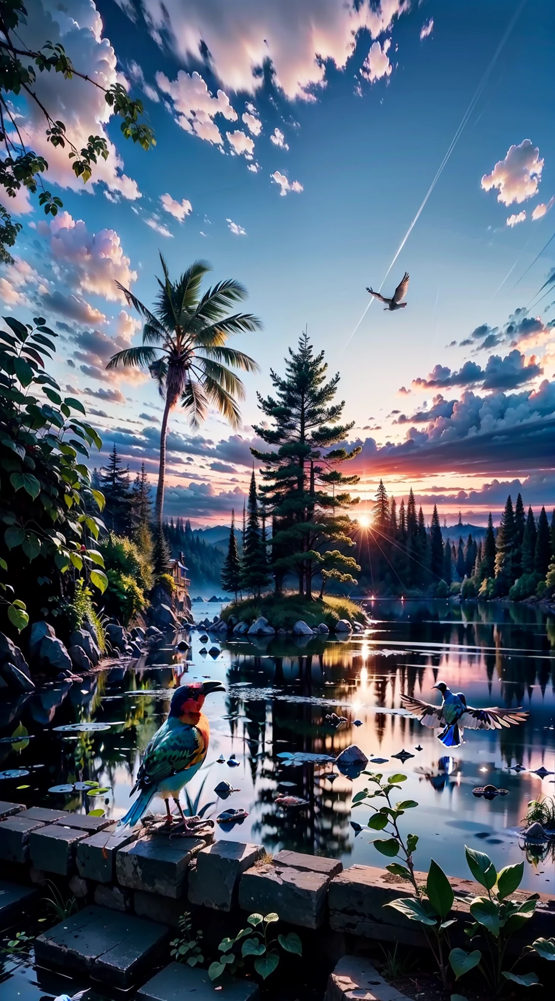10000000k ultra Hd. Beautiful Colourful birds in the sky