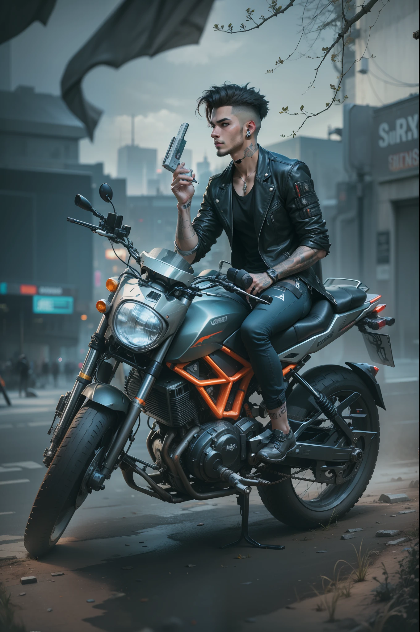 Background change cyberpunk handsome boy  ultra realistic face