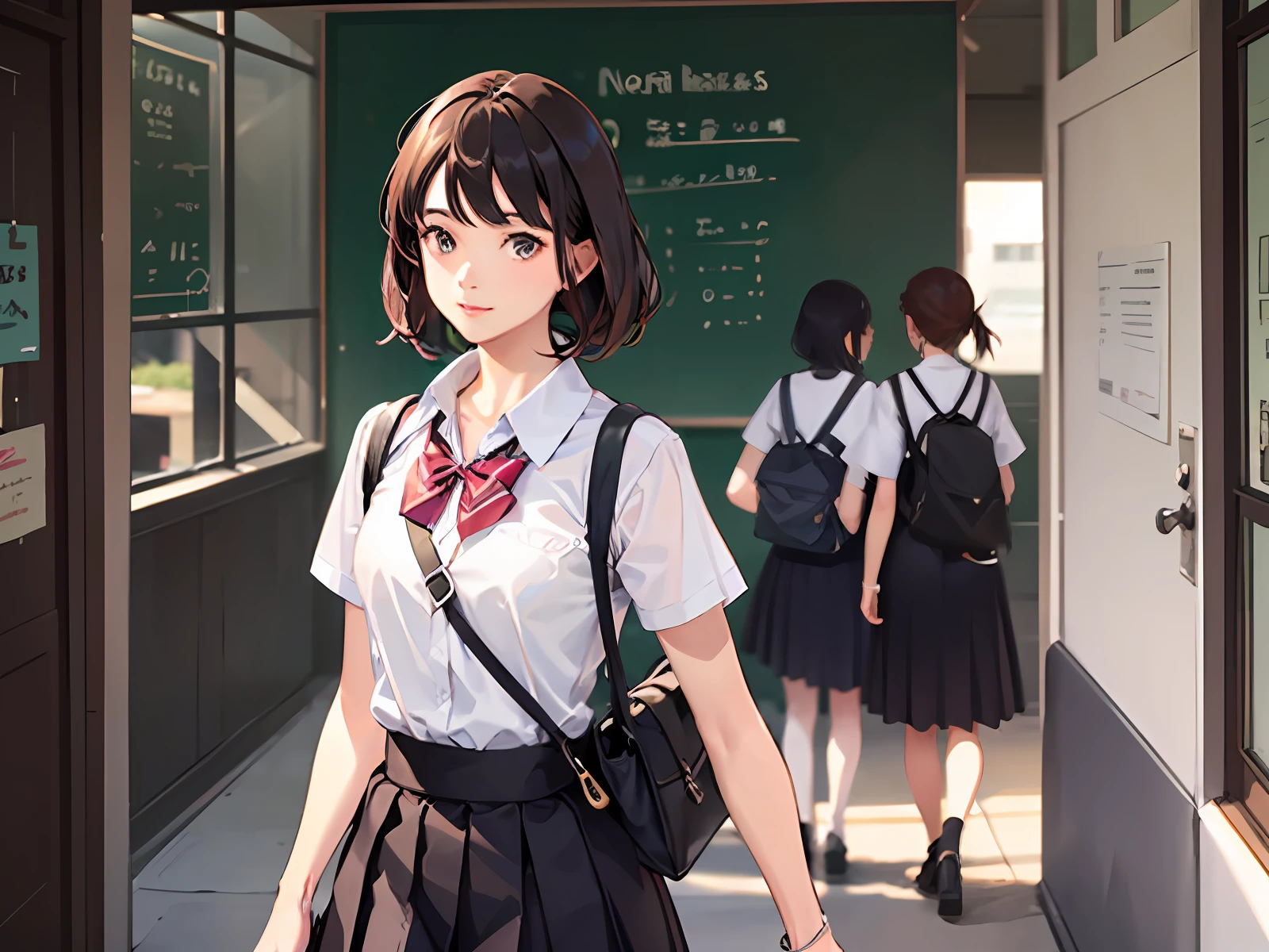 a realistic picture of a group of friends going to school --auto --s2