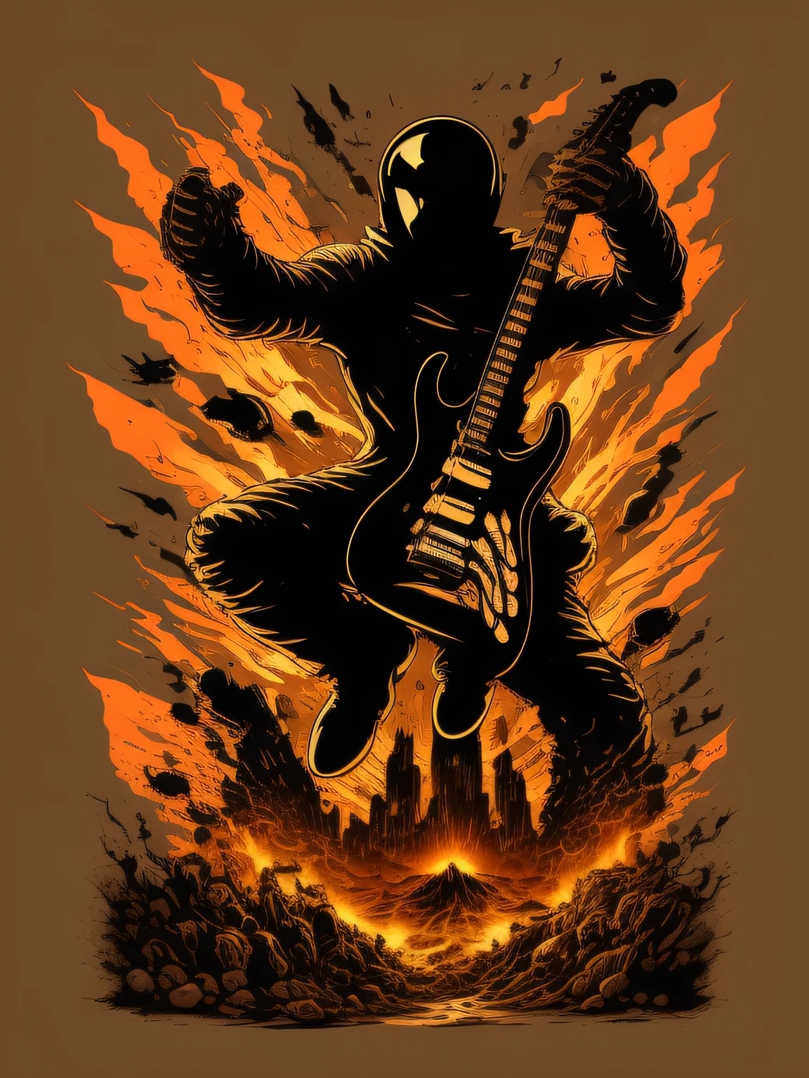 Foto Vintage, estilo anos 80, Realistic and unique rock 'n roll design for t-shirt print, Esqueleto arafed tocando um teclado em um quarto escuro com pedras, Ambiente escuro, grimdark vibes, eerie music, Alquimista medieval no escuro, just art for dark metal music