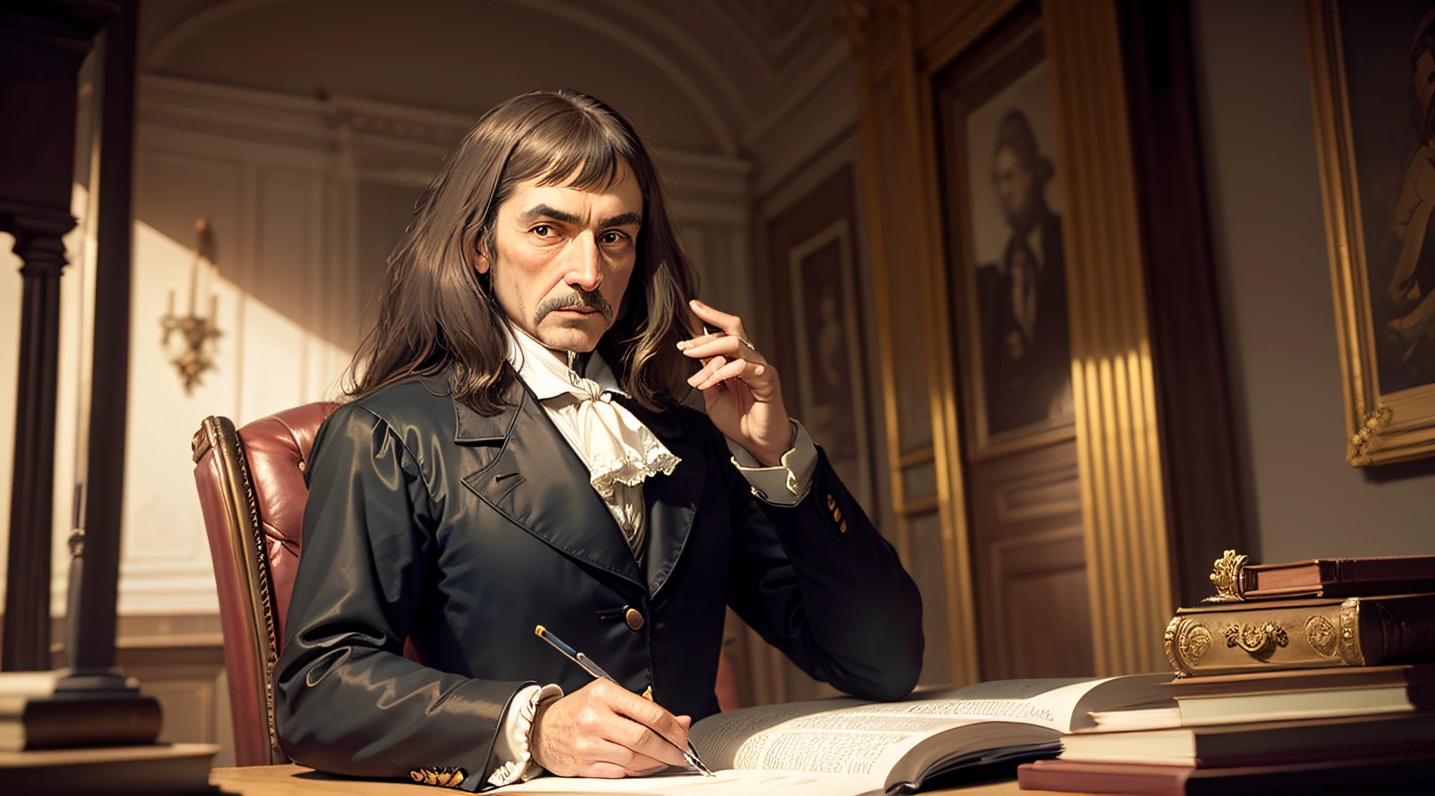 René Descartes in his royal office, alta qualidade --auto