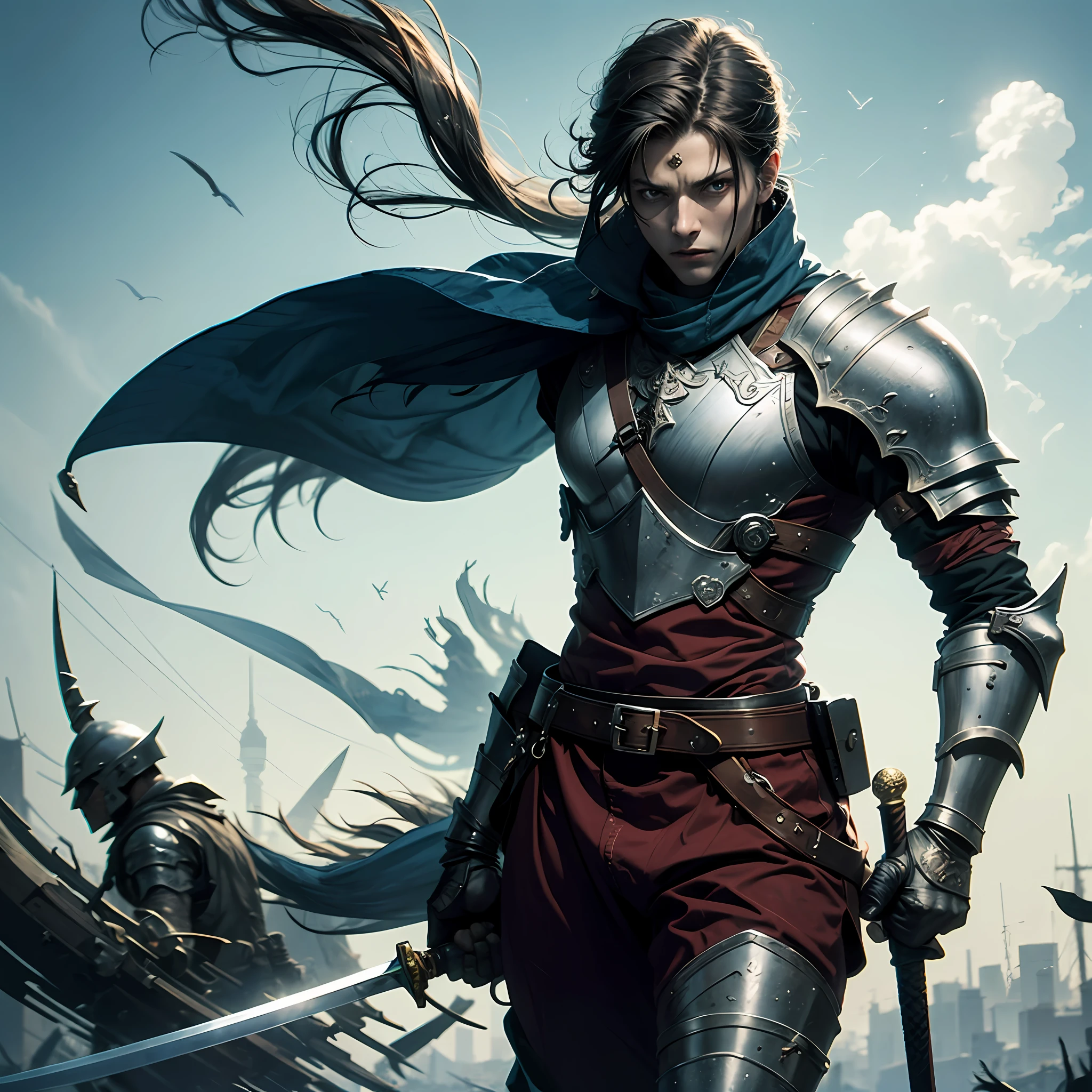Pale swordsman warrior, vetor, estilo vetorial --auto