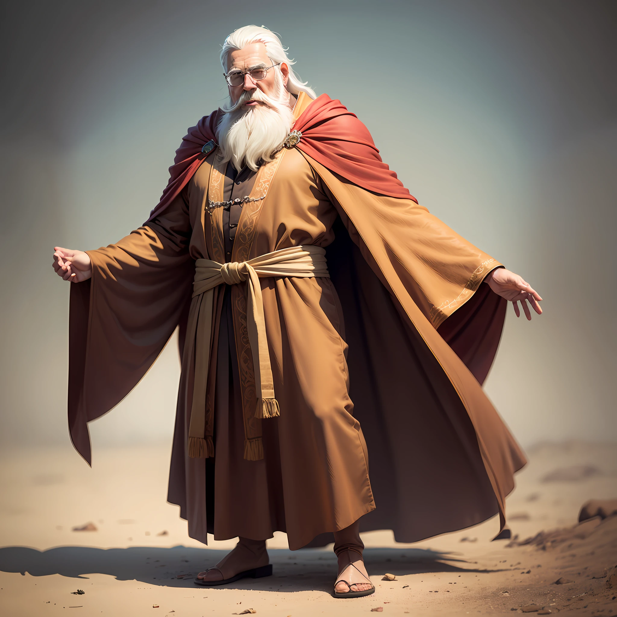 Full body noah with old brown robe white beard for children's story hyper realistic 16k photo with white background alone --auto