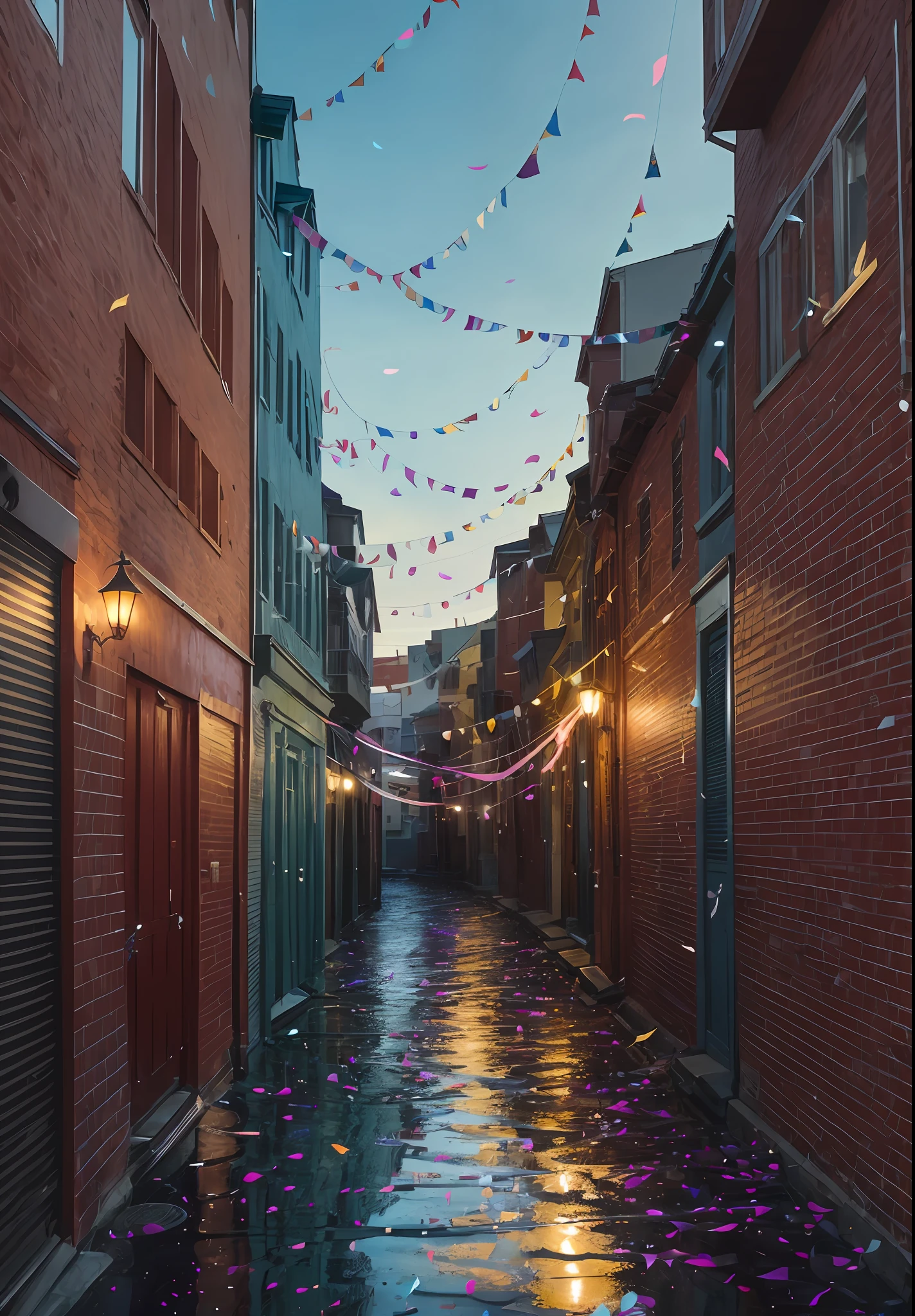 The uninhabited alley, reflecting the streamers that streaked by. --auto --s2