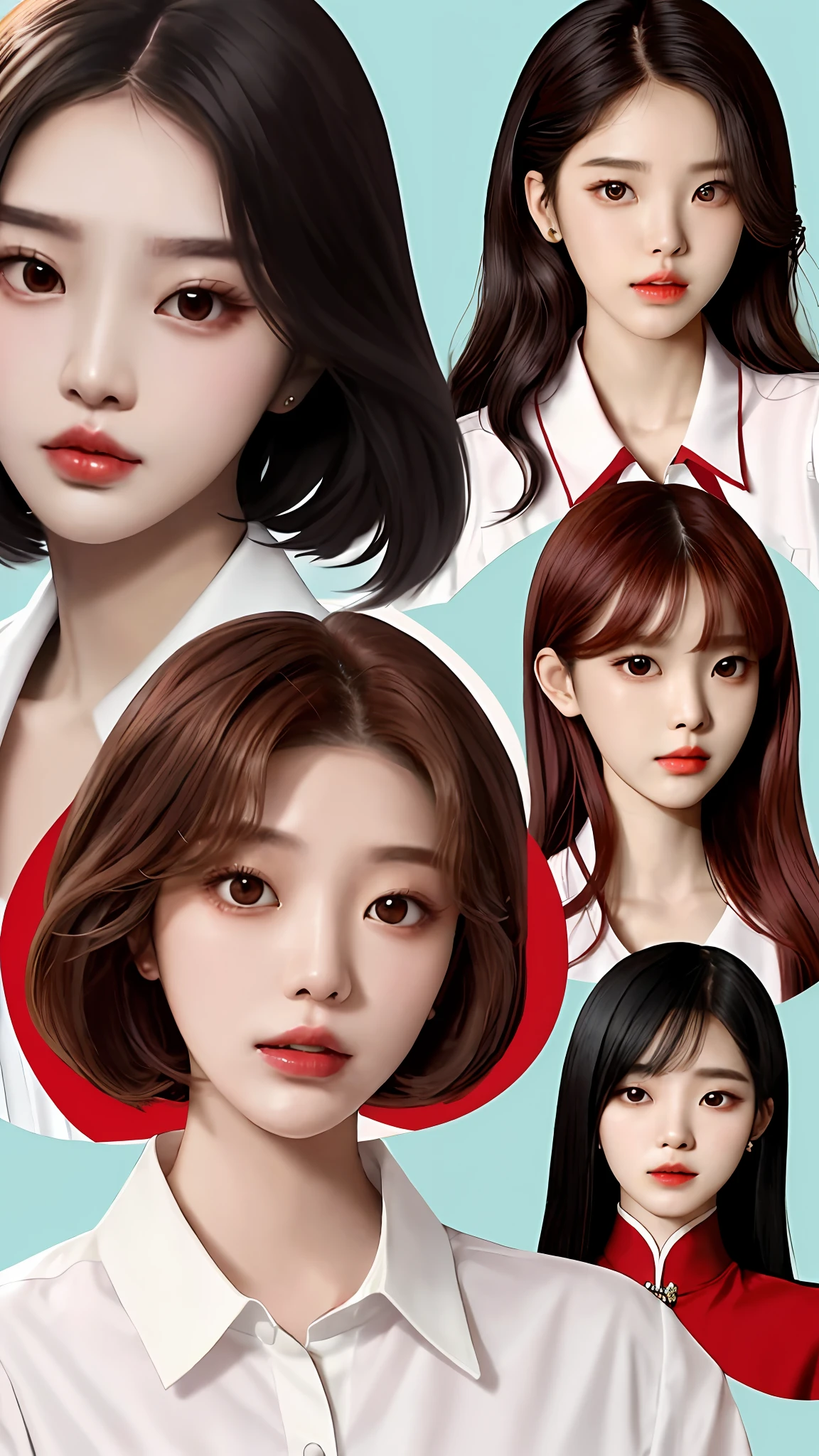 a close up of a woman with a white shirt and red trim, iu lee ji-eun as a super villain, jaeyeon nam, bae suzy, with short hair, white hime cut hairstyle, tzuyu from twice, jinyoung shin, lee ji - eun, lee ji-eun, heonhwa choe, kwak ji young, wan adorable korean face