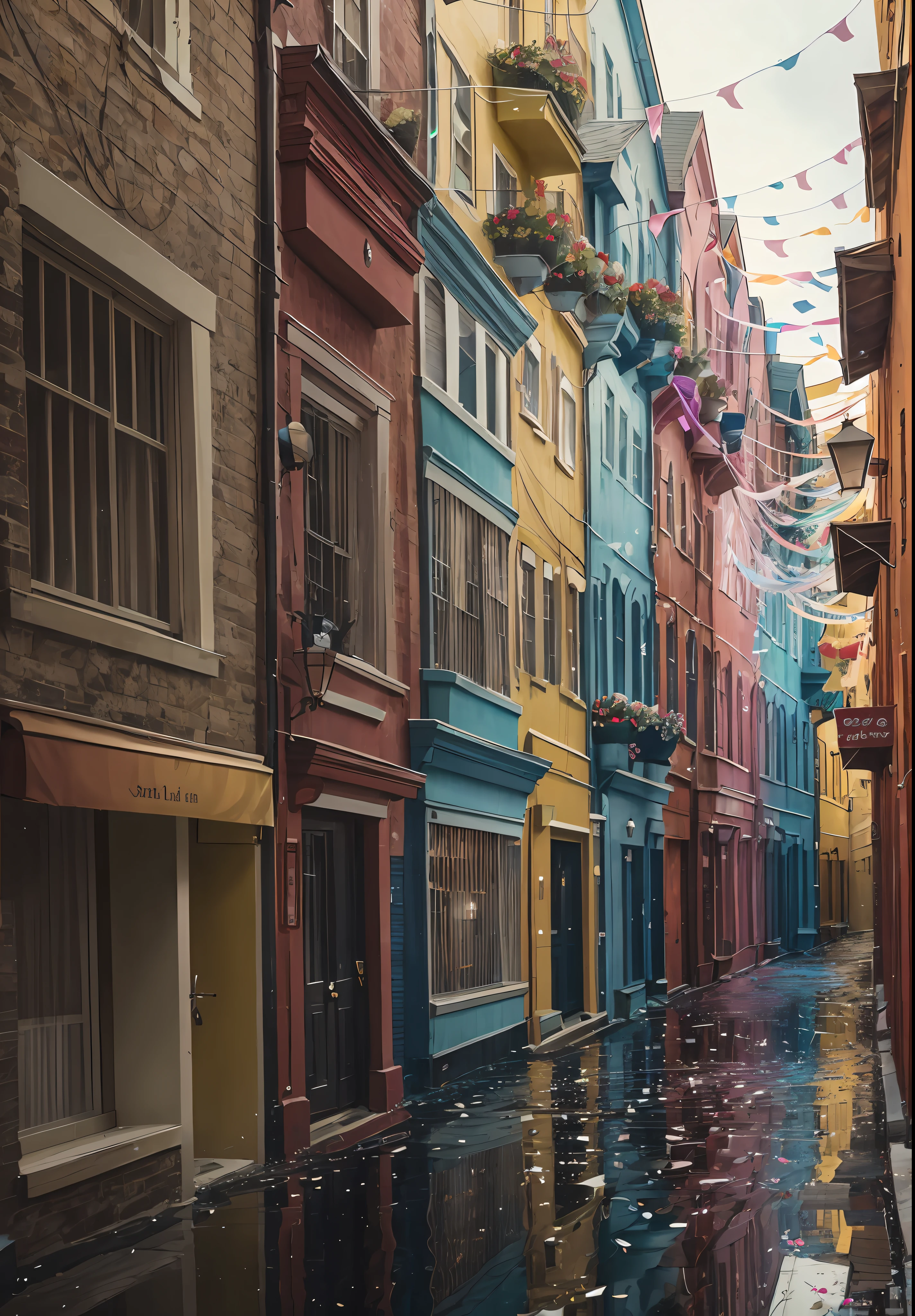 The uninhabited alley, reflecting the streamers that streaked by. --auto --s2