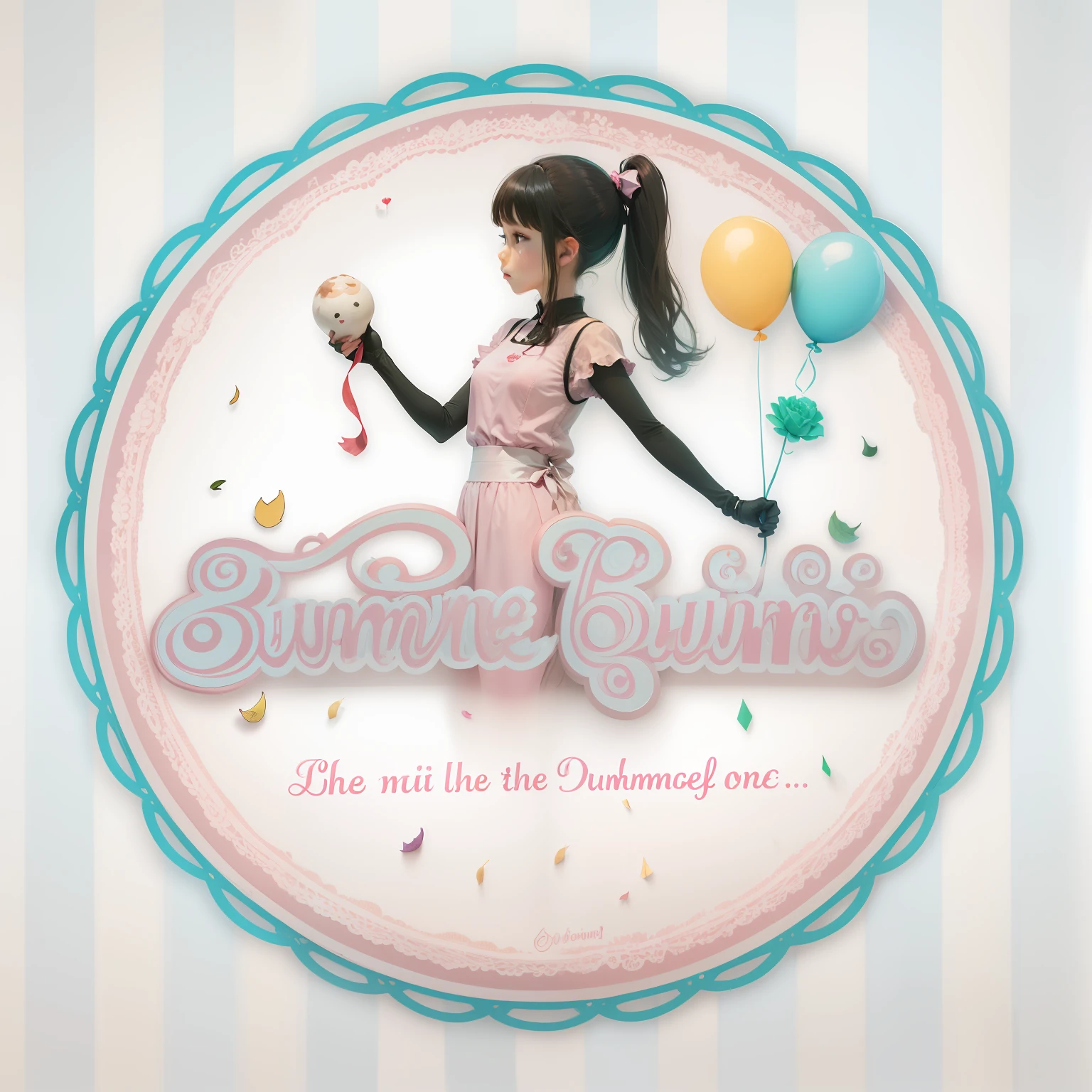 Improve the drawing of the girl holding the dumpling and balloons without erasing the texts --auto