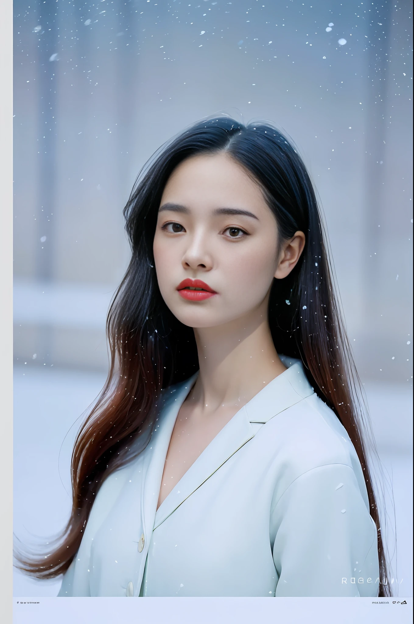(8k, best quality, masterpiece, ultra highres:1.2) Photo of Pretty Japanese woman
in the (style of paul rubens and rebecca guay:1.1) (melancholy winter snow:1.4)