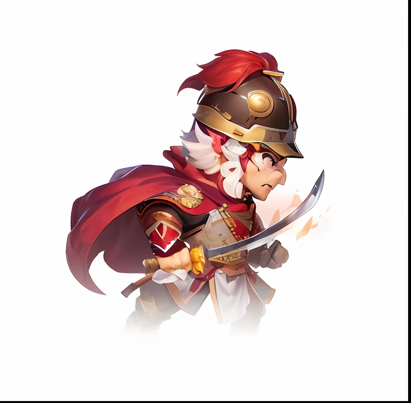 Cartoon illustration of a man wearing a helmet and holding a wide knife, Pictures of cute male warriors, hero character art, Soldier of the Mongol Legionnaires, official character art, hero character, official character illustration, Chinese Warrior, an angry muscular army general, warrior character design, character portrait, male warrior, character art of maple story, inspired by Li Kan --auto