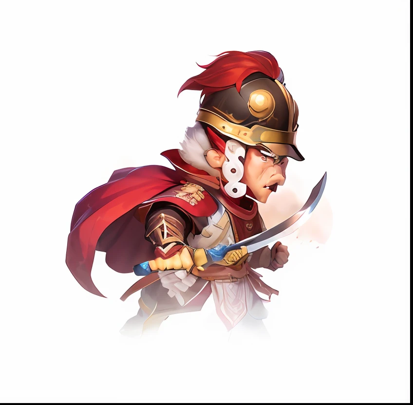 Cartoon illustration of a man wearing a helmet and holding a wide knife, Pictures of cute male warriors, hero character art, Soldier of the Mongol Legionnaires, official character art, hero character, official character illustration, Chinese Warrior, an angry muscular army general, warrior character design, character portrait, male warrior, character art of maple story, inspired by Li Kan --auto