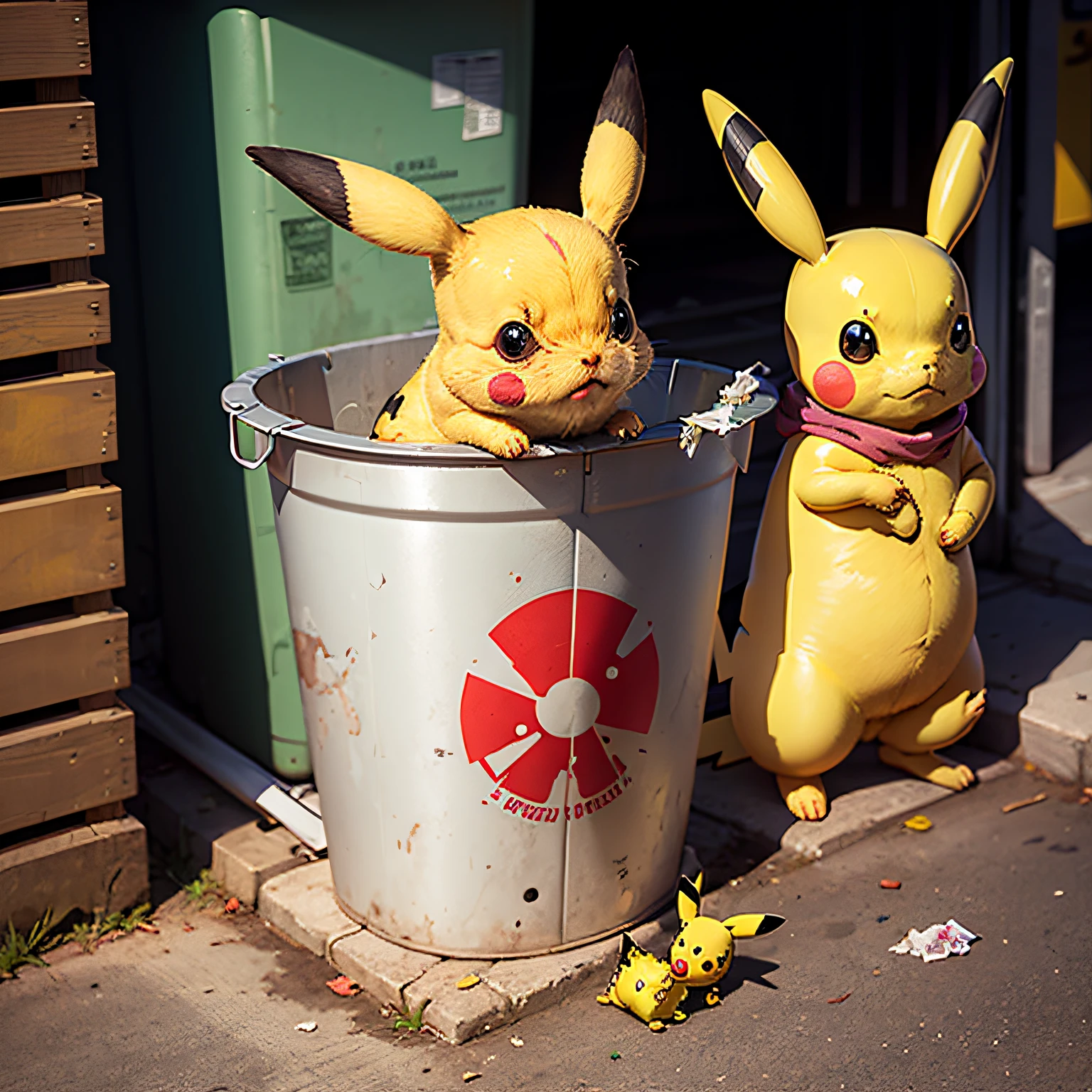 ugly and sad pikachu inside the trash can --auto