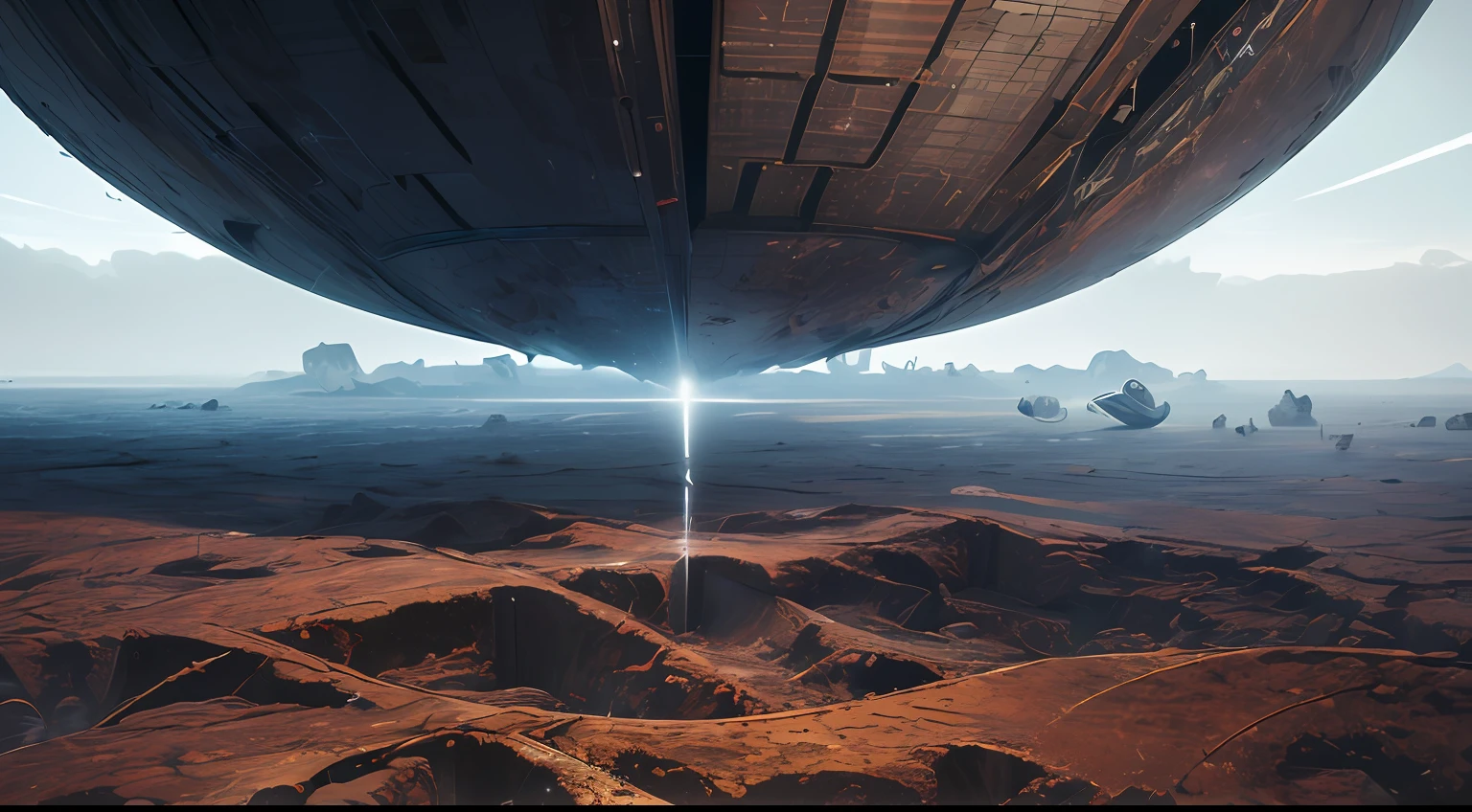 "Hyper realistic, SciFi surreal intertwined Photovoltaic Graphene style painting with a dystopian touch, showcasing a massive organic alien disintegration in a chaotic and coated tarnished finish color, all in stunning 8k quality."