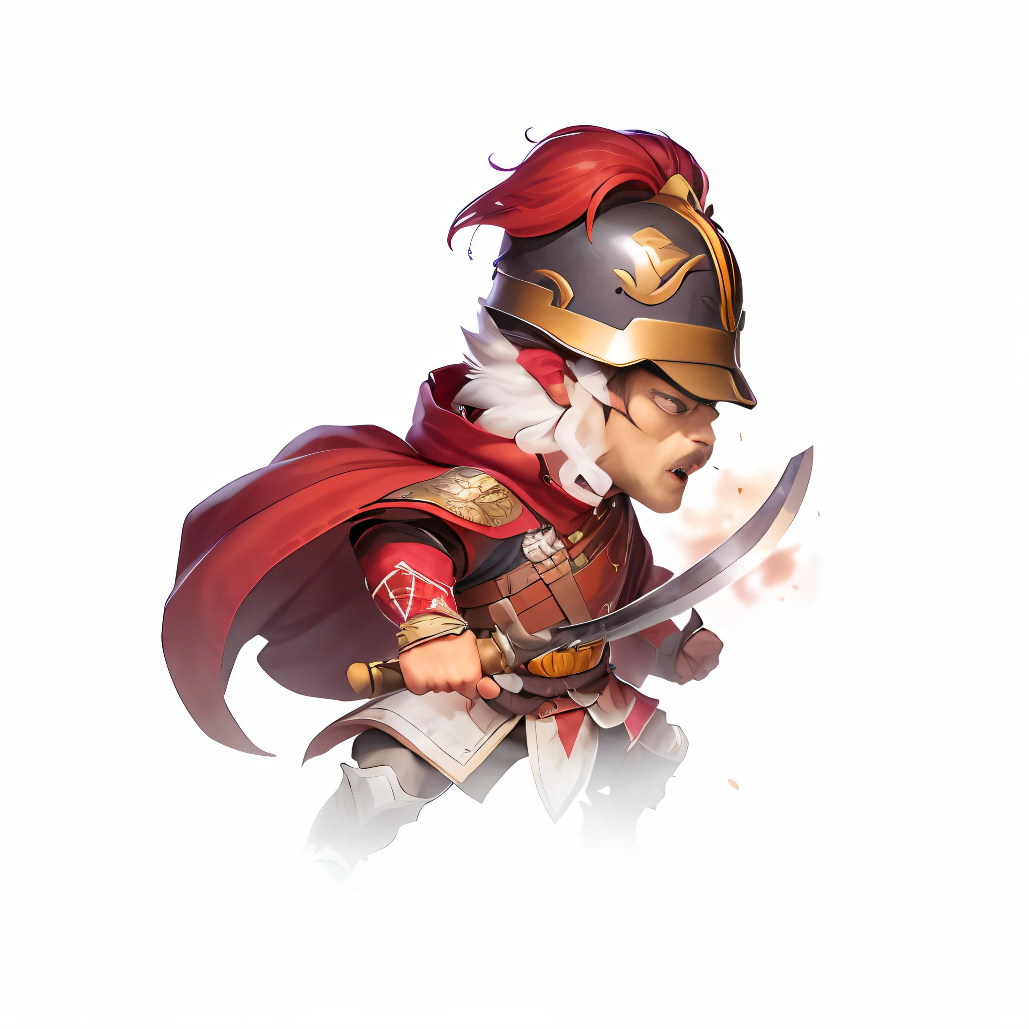 Cartoon illustration of a man wearing a helmet and holding a wide knife, Pictures of cute male warriors, hero character art, Soldier of the Mongol Legionnaires, official character art, hero character, official character illustration, Chinese Warrior, an angry muscular army general, warrior character design, character portrait, male warrior, character art of maple story, inspired by Li Kan --auto