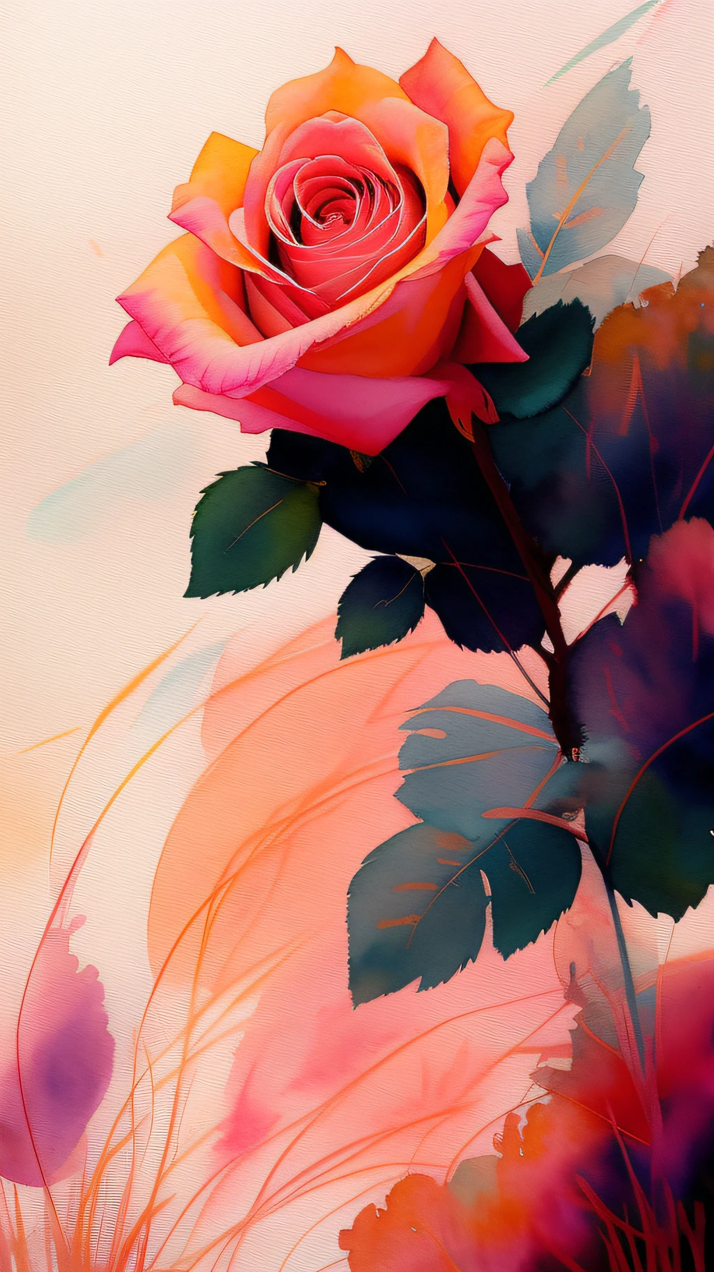 there is a painting of a rose with a pink background, Nair Archan, pintura em aquarela vibrante, Aquarela vibrante, Arte bonita UHD 4K, pintura colorida em aquarela, Jean-Sebastien Rossbach, pintura digital em aquarela, Aquarela colorida, RossDraw pastel vibrante, Jen Bartel, pintura detalhada 4K, papel de parede bonito do iphone, Aquarela intensa, pintado em aquarelas brilhantes