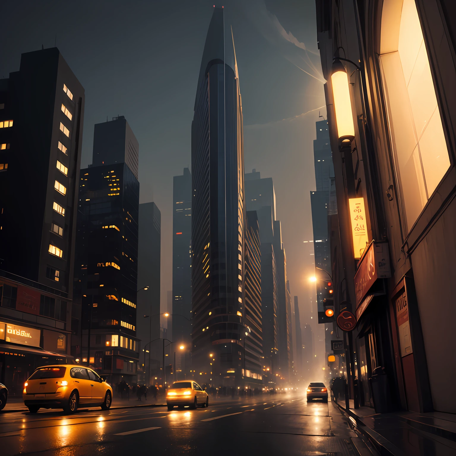 City by night with mist --auto
