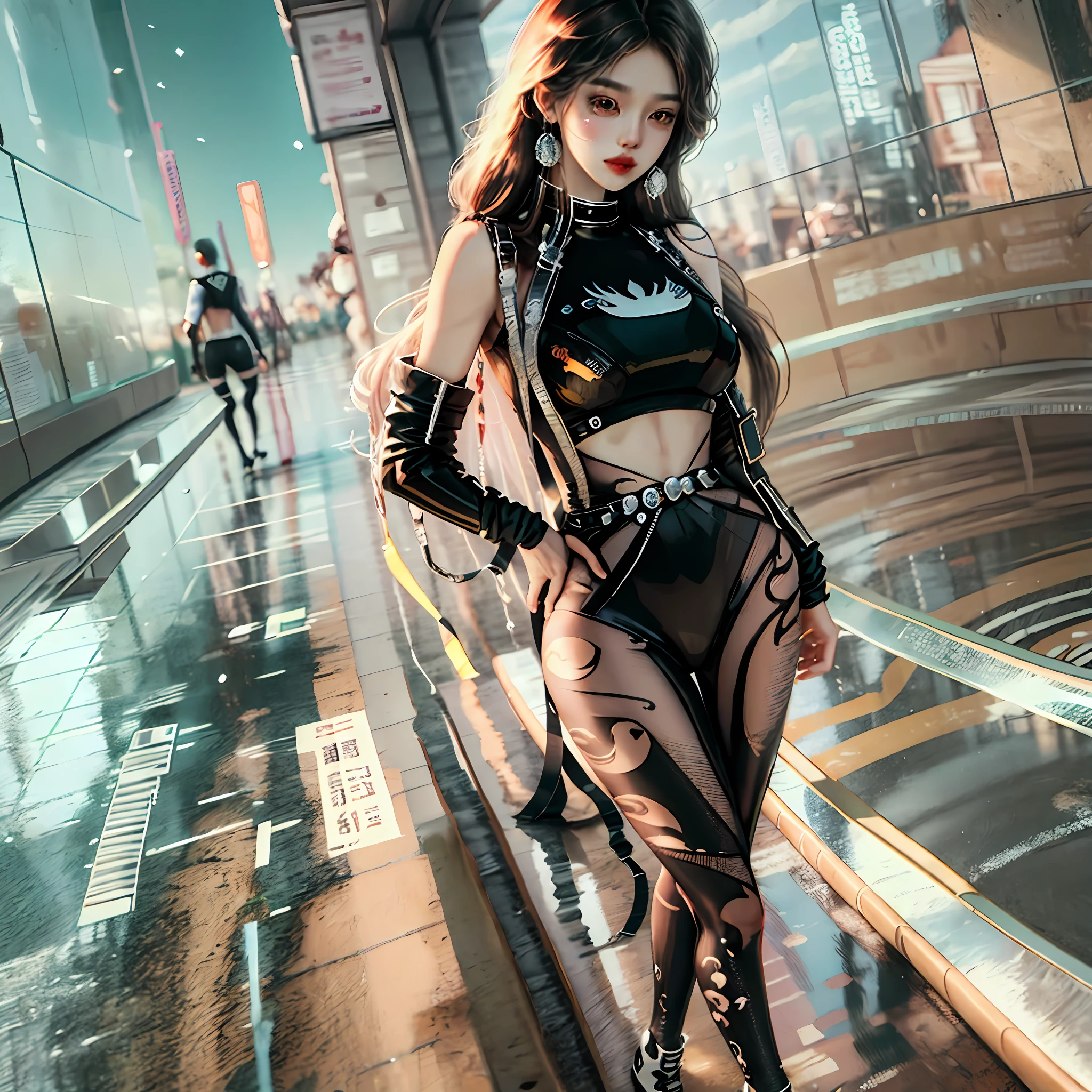 High appearance, good figure, black tights, clothes are cut --auto --s2