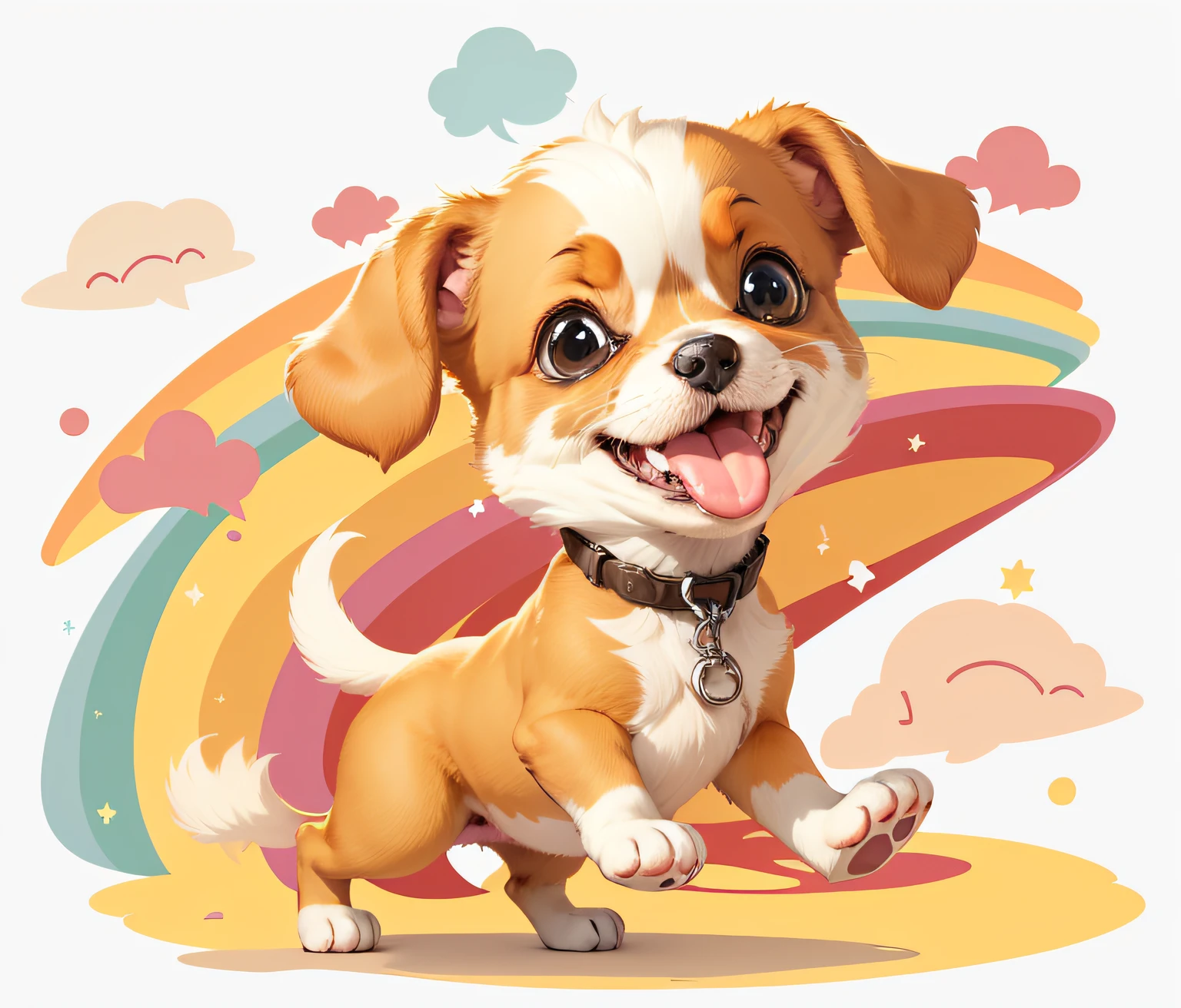 cheerful puppy, cuddly puppy, cartoon style, cartoon fix mouth eliminate teeth, --auto