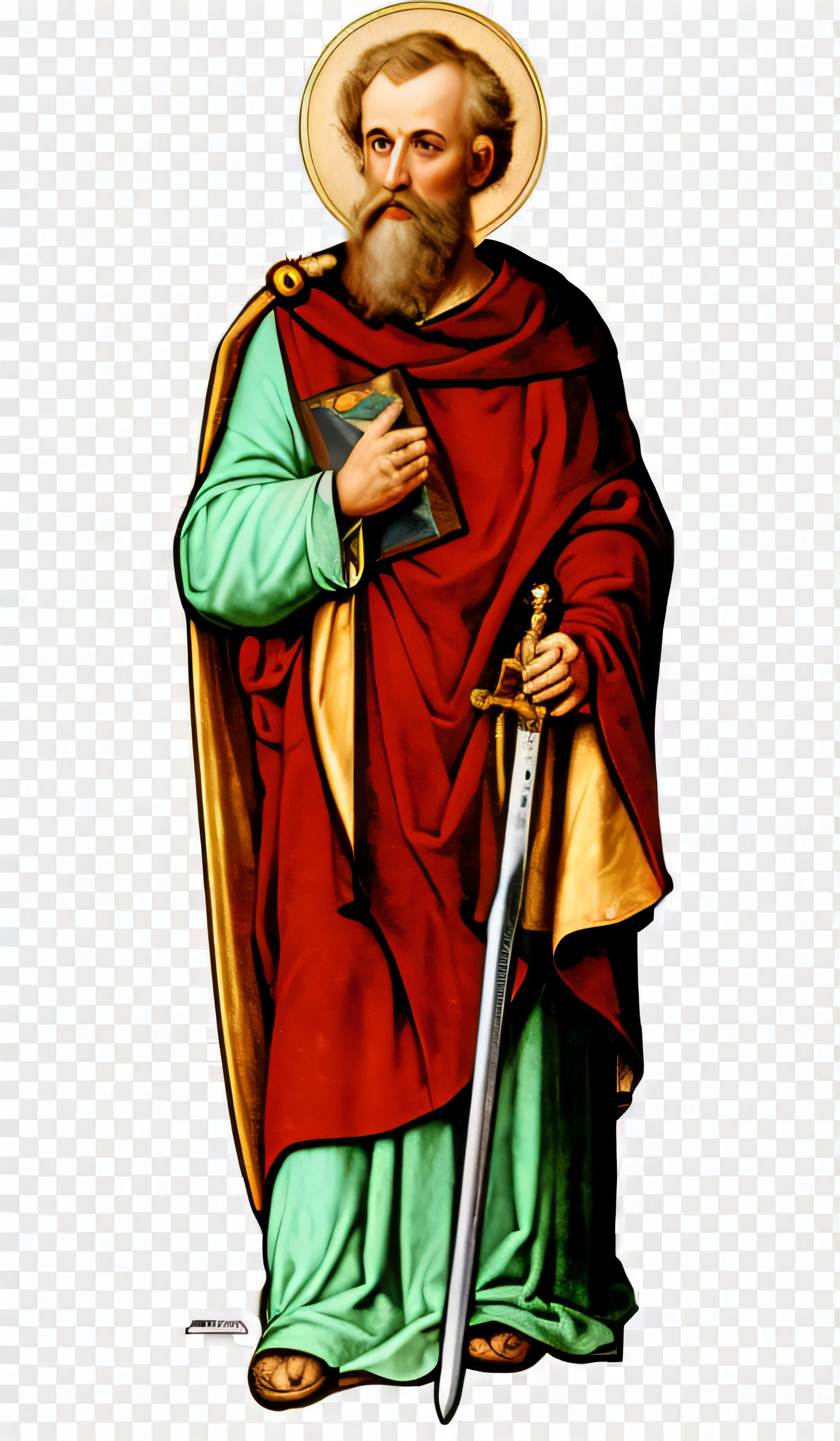 um desenho animado de um homem com barba e espada, orthodox saint christopher, Santo Cruzado Medieval, inspired by Nicomachus of Thebes, 1 3 century style, high resolution image, Santo ortodoxo, christian saint, by Nicomachus of Thebes, 2806927615, cavaleiro medieval cruzado sagrado, medieval graphic