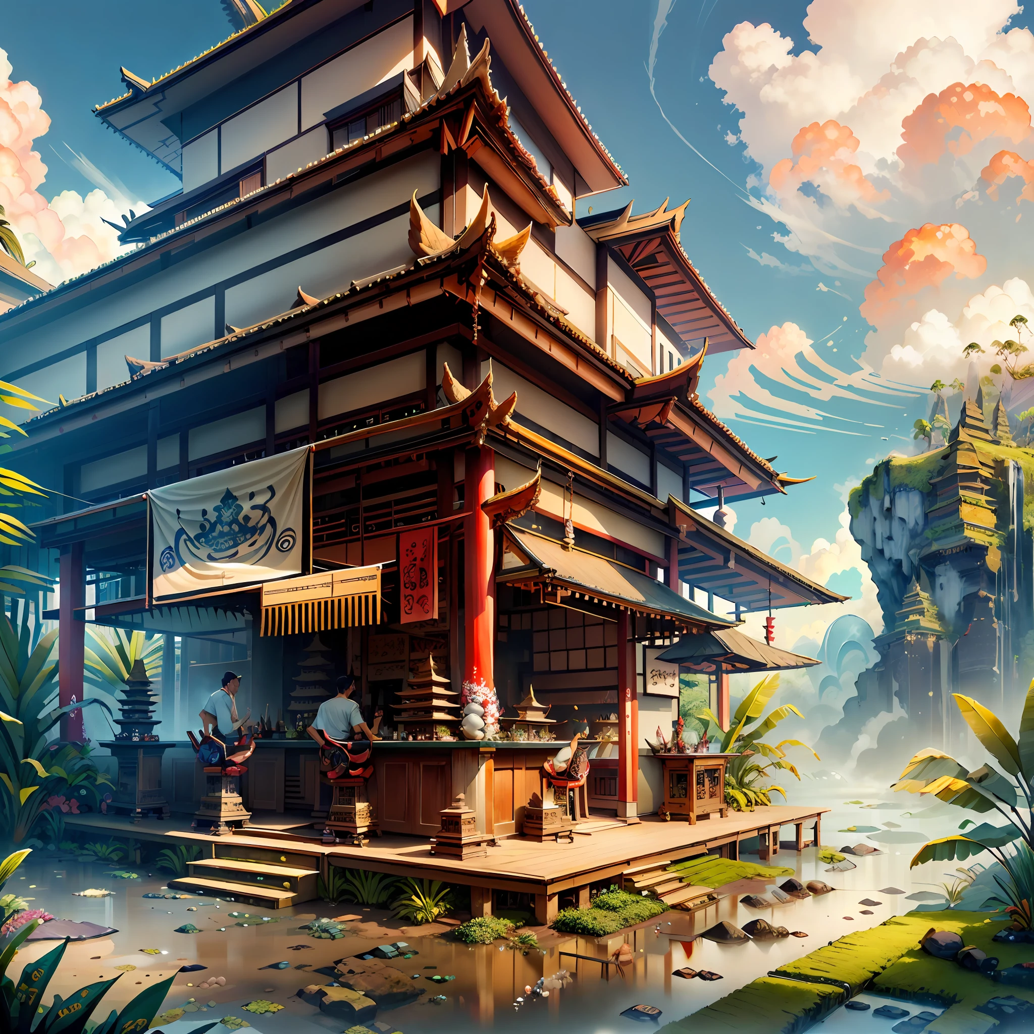 BaliPunkAI
sushi bar, Ubud background, cloud, Bali Art, Bali Culture