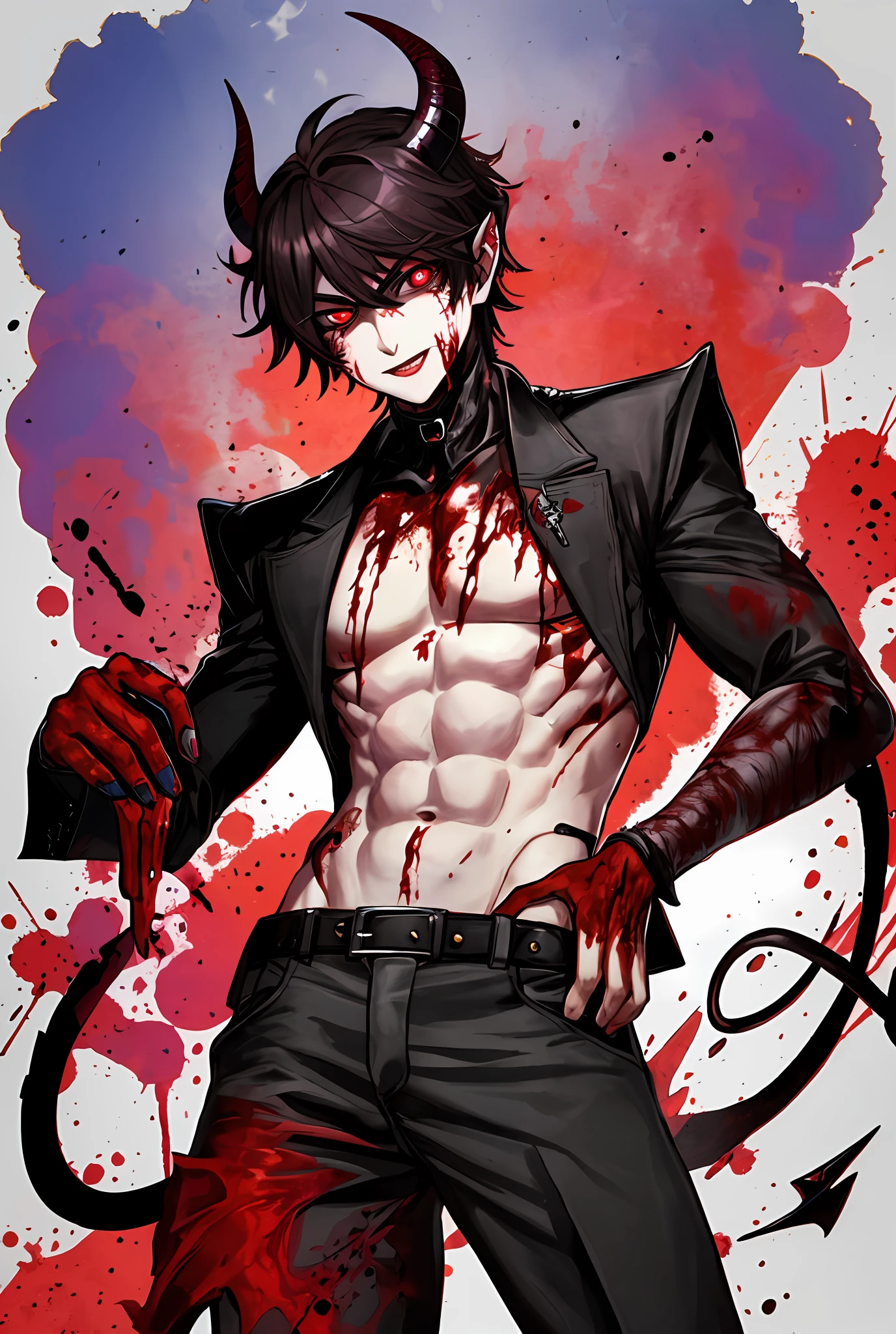 A little demon boy, blood