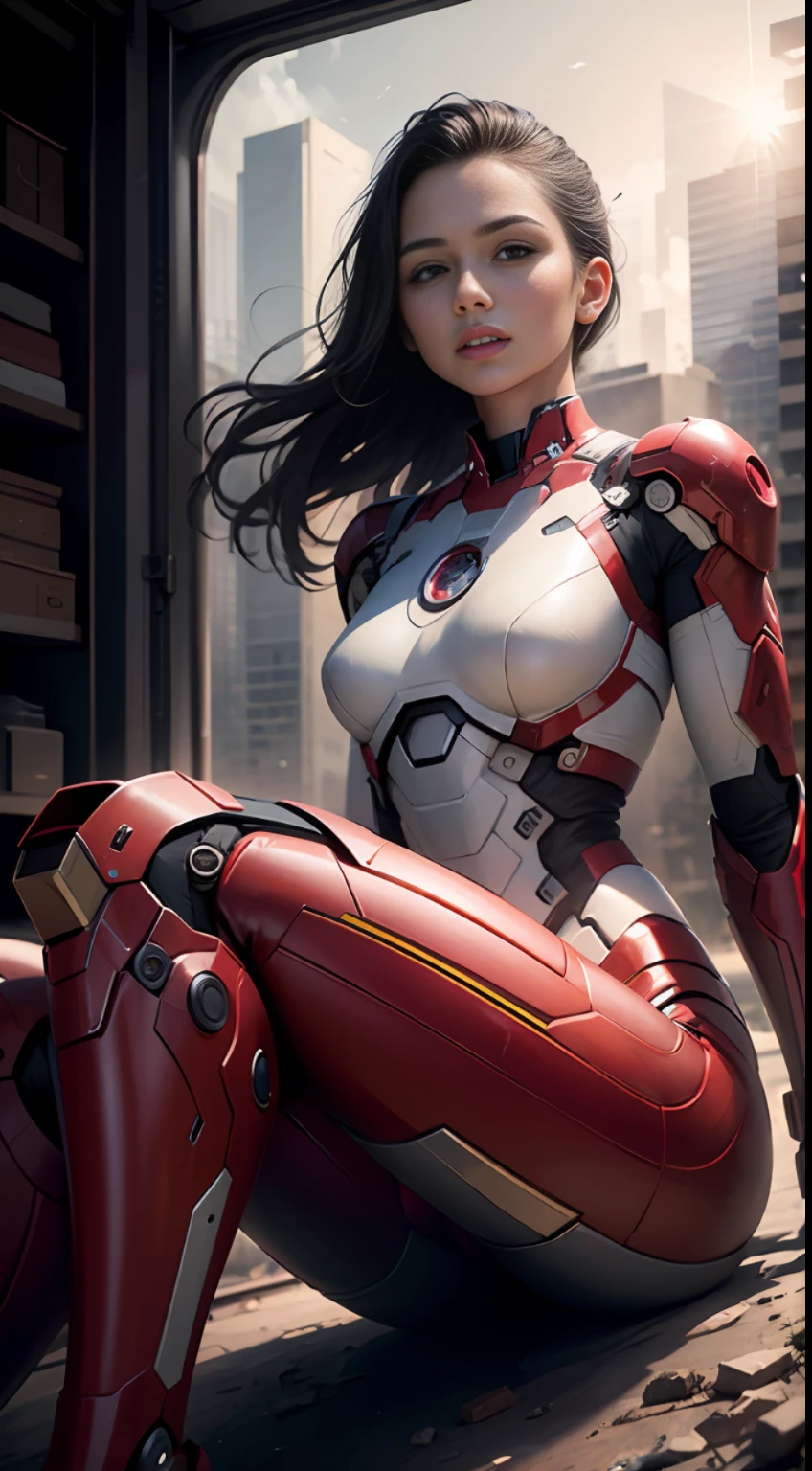 (1girl:1.3), solo,__body-parts__, official art, unity 8k wallpaper, ultra detailed, beautiful and aesthetic, beautiful, masterpiece, best quality, RAW, masterpiece, super fine photo,, best quality, super high Resolution, photorealistic, sunlight, full body portrait, stunningly beautiful,, dynamic pose, delicate face, vibrant eyes, (side view), she is wearing a futuristic Iron Man mech, red and gold, Highly detailed abandoned warehouse background, detailed face, detailed complex busy background, messy, gorgeous, milky, high detailed skin, realistic skin details, visible pores, sharp focus, volumetric fog, 8k uhd, dslr camera, High quality, film grain, fair skin, photorealism, lomography, sprawling metropolis in a futuristic dystopia, view from below, translucent