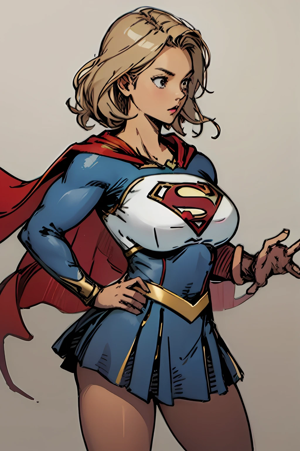 Woman body set big breasts, Supergirl costume dress